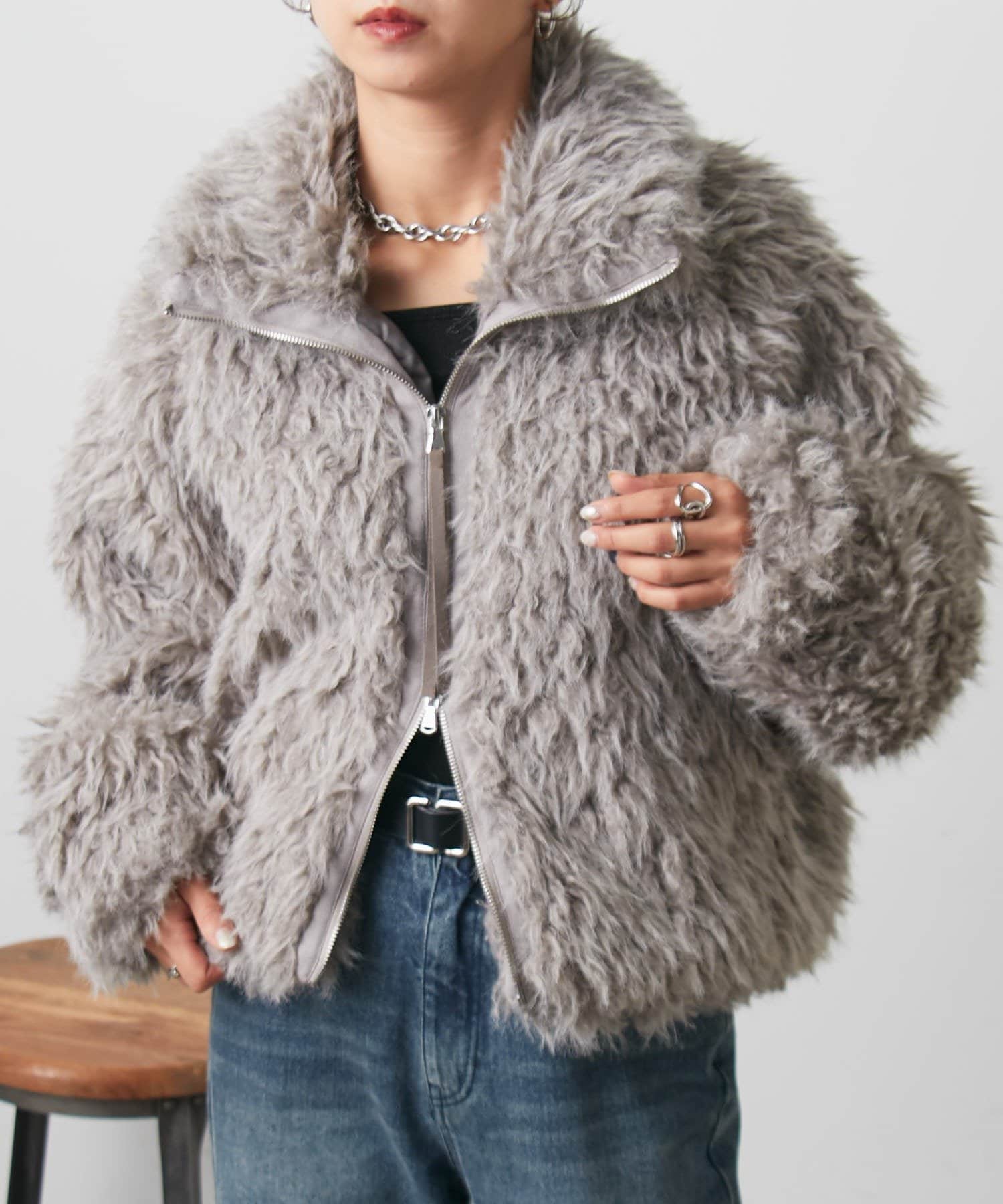 COLONY 2139(コロニー トゥーワンスリーナイン) ミックスシープファースタンドブルゾン