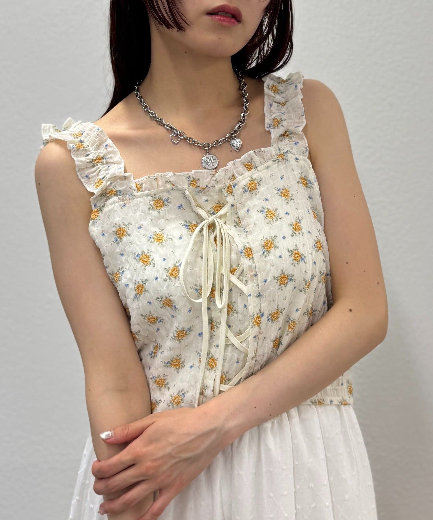 ꕤclara* 【3点】 Lab-Created Opal & White Lab-Created Sapphire Cross Necklace