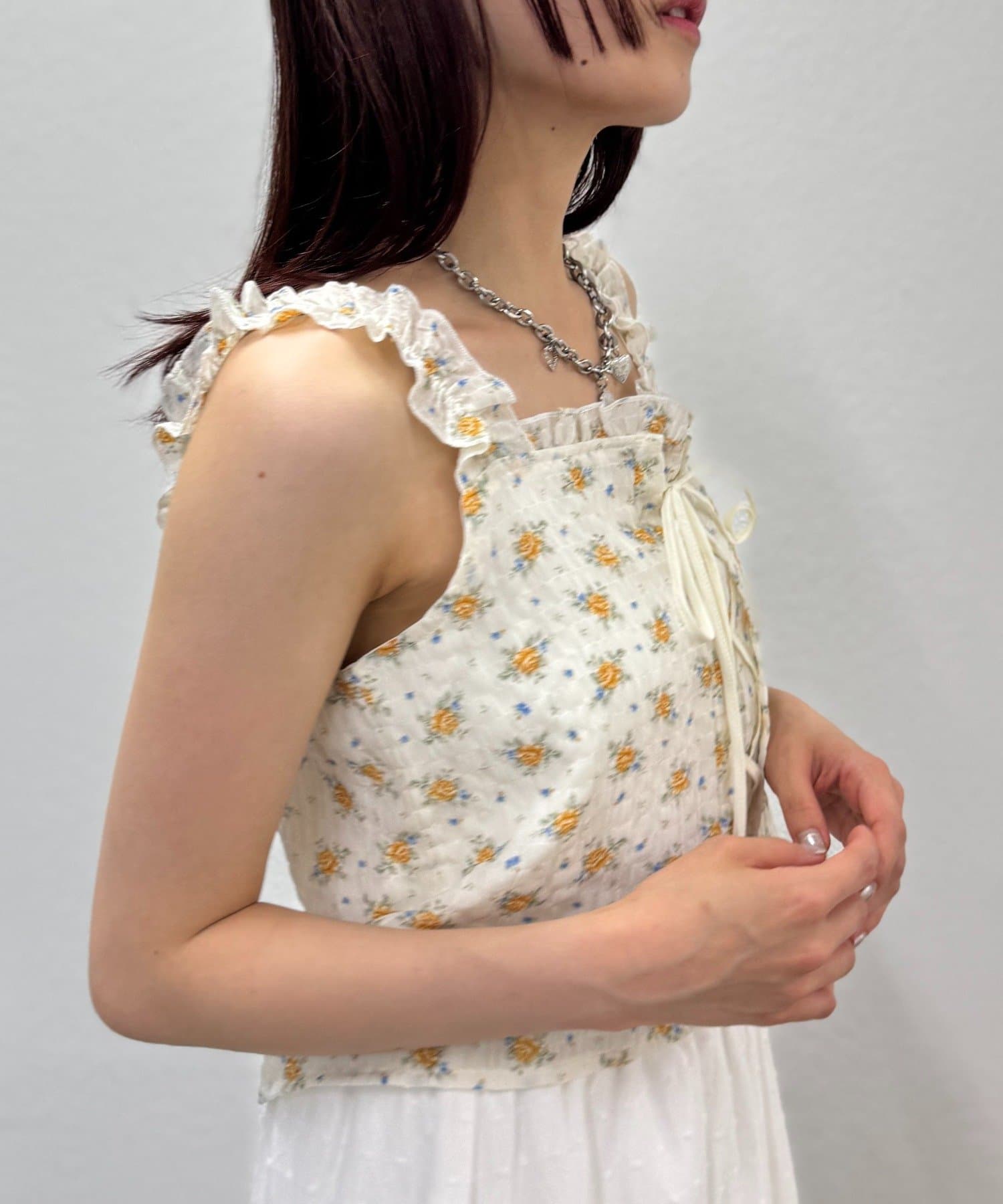 3色展開】花柄シャーリングTOPS | w closet(ダブルクローゼット