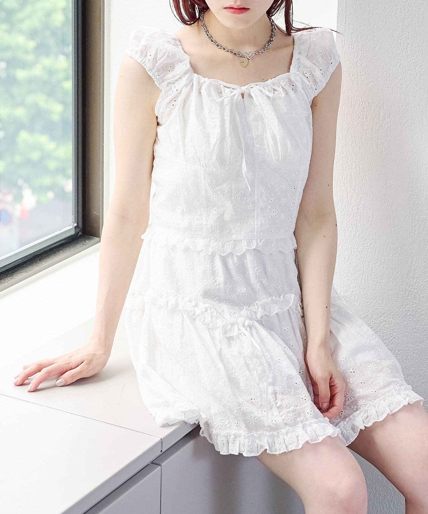 ブラウス シャツ レースパフブラウス レディース シフリーレースパフブラウス | w closet(ダブルクローゼット