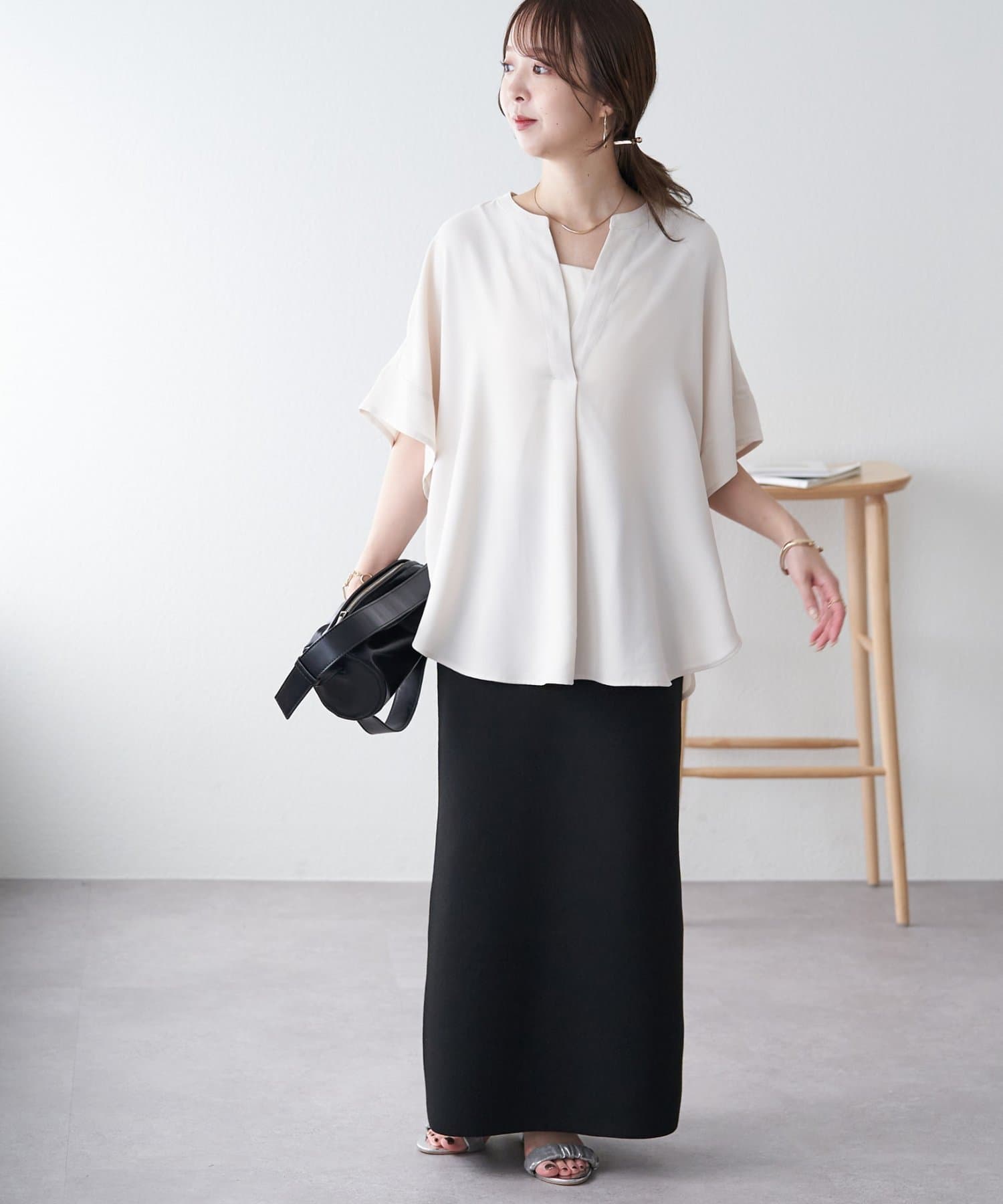 DISCOAT(ディスコート) 【シワになりにくい〇】キレイメスキッパーブラウス