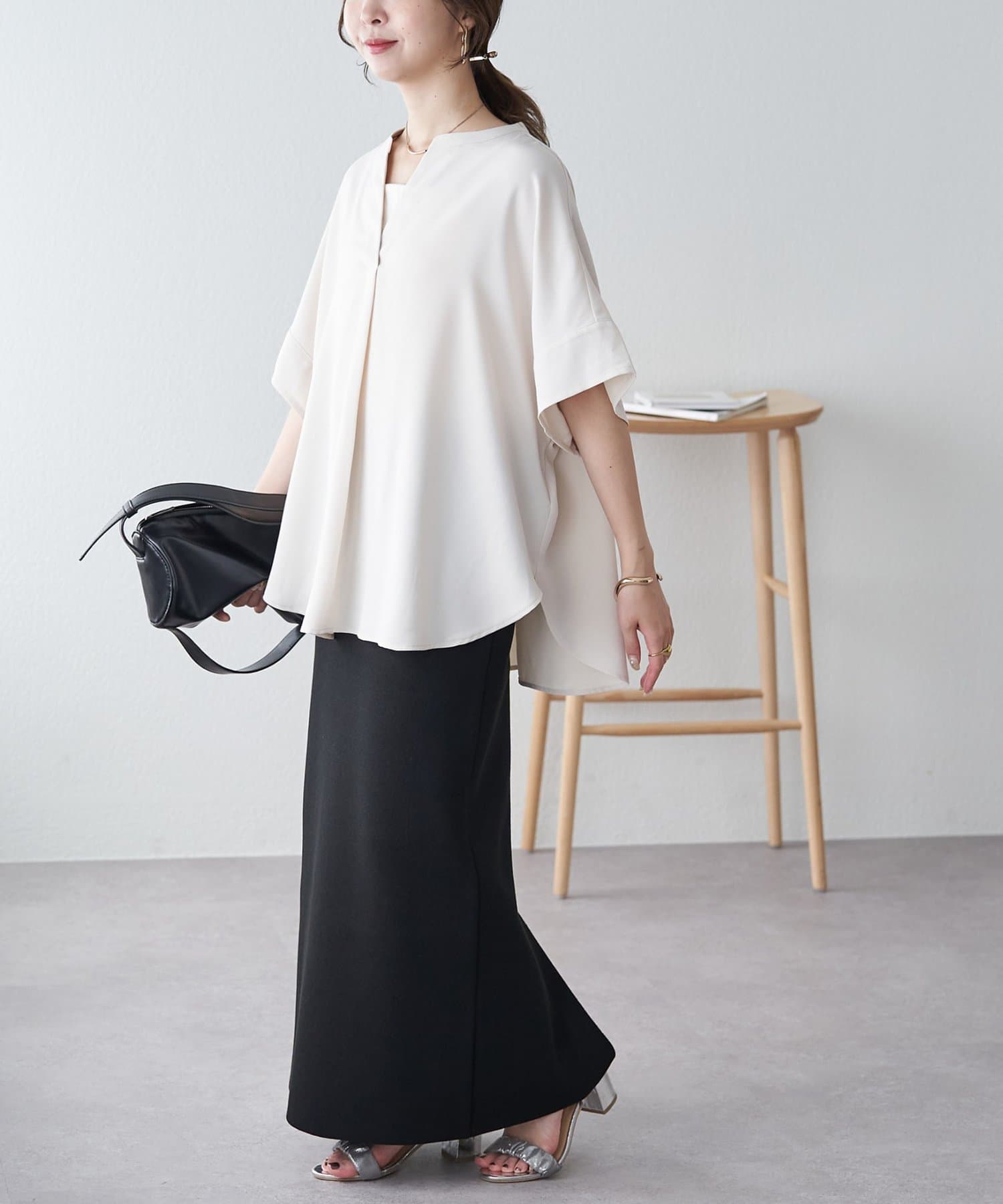 DISCOAT(ディスコート) 【シワになりにくい〇】キレイメスキッパーブラウス