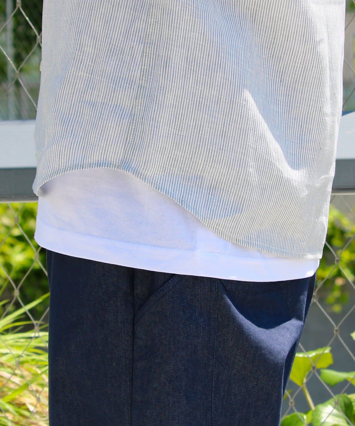 FREDY & GLOSTER(フレディ アンド グロスター) 【新色追加】【GLOSTER】フレンチブルドッグ刺繍 リネン 7分袖シャツ