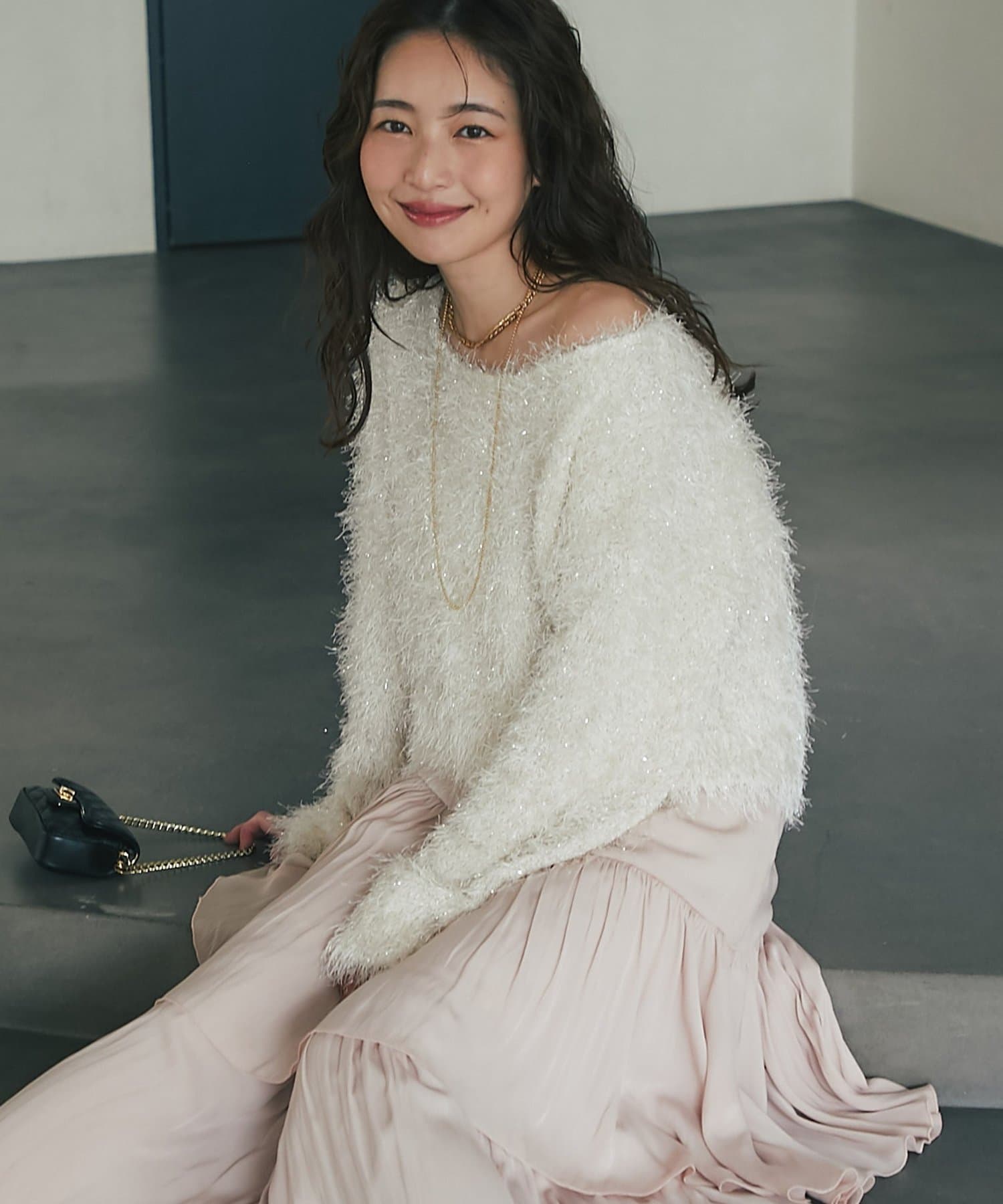 La boutique BonBon(ラブティックボンボン) 【最強モテニット】フェザーヤーンラメニット
