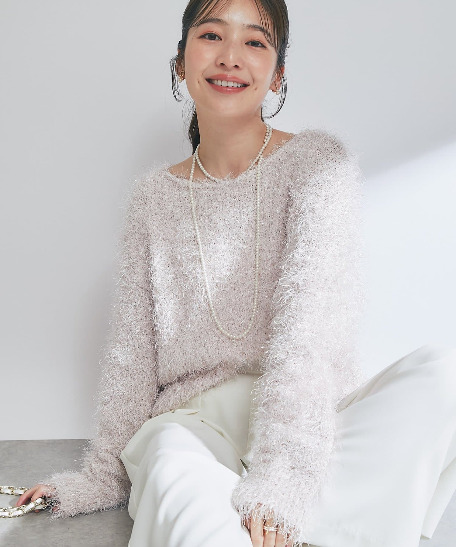 La boutique BonBon(ラブティックボンボン) 【最強モテニット】フェザーヤーンラメニット