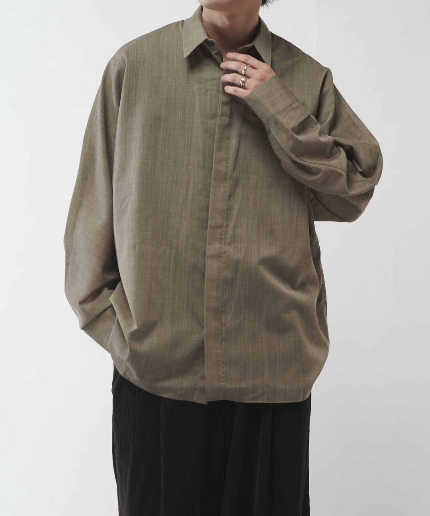 Lui's(ルイス) ウール混ドライタッチシアーシャツ