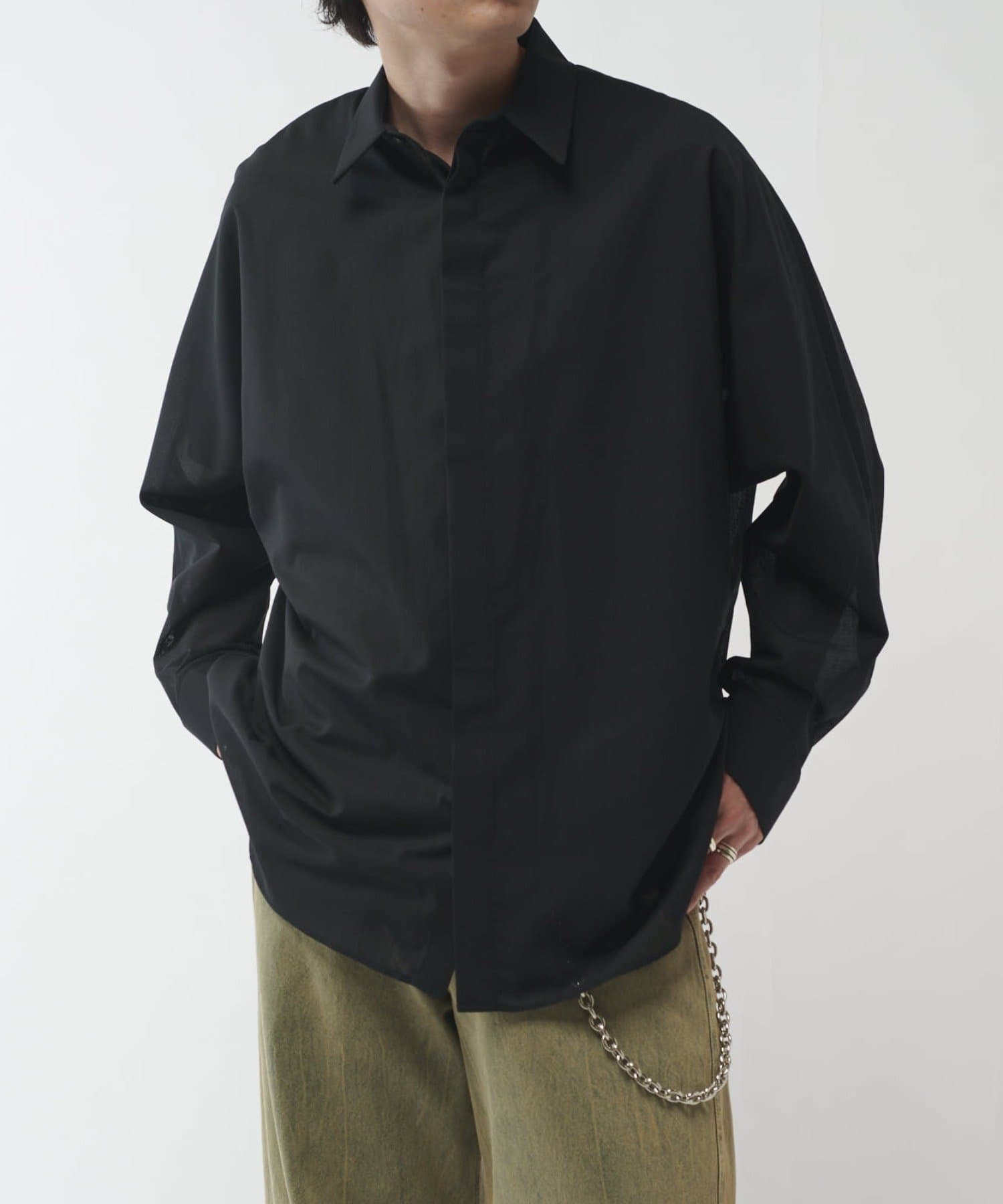 Lui's(ルイス) ウール混ドライタッチシアーシャツ