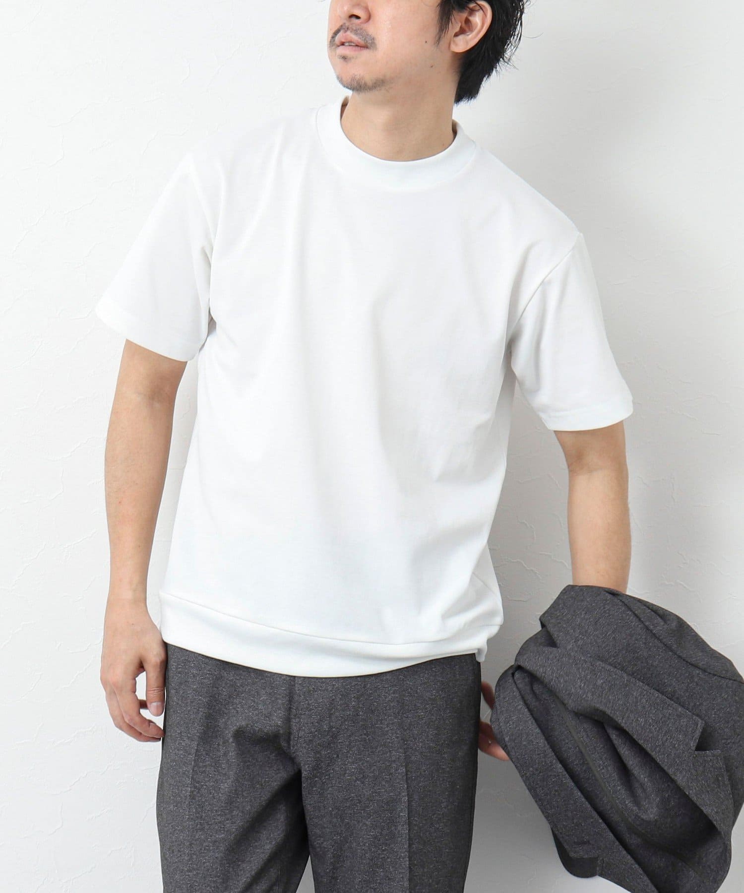 ON/OFF兼用で使える高機能アイテムジャケットのインナーに最適な上品Tシャツ◆素材・クアトロセブン鹿の子・高機能繊維《Quattro Seven/クアトロセブン※》使用・さらりとしたドライタッチな肌