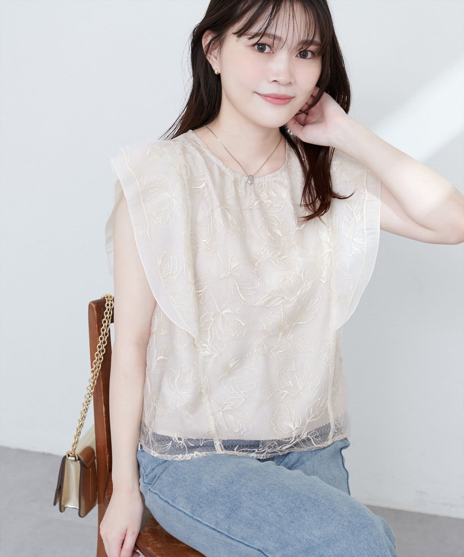 箱入り naturalbasic レース 刺繍入りストール 箱入り naturalbasic レース 刺繍入りストール レディース