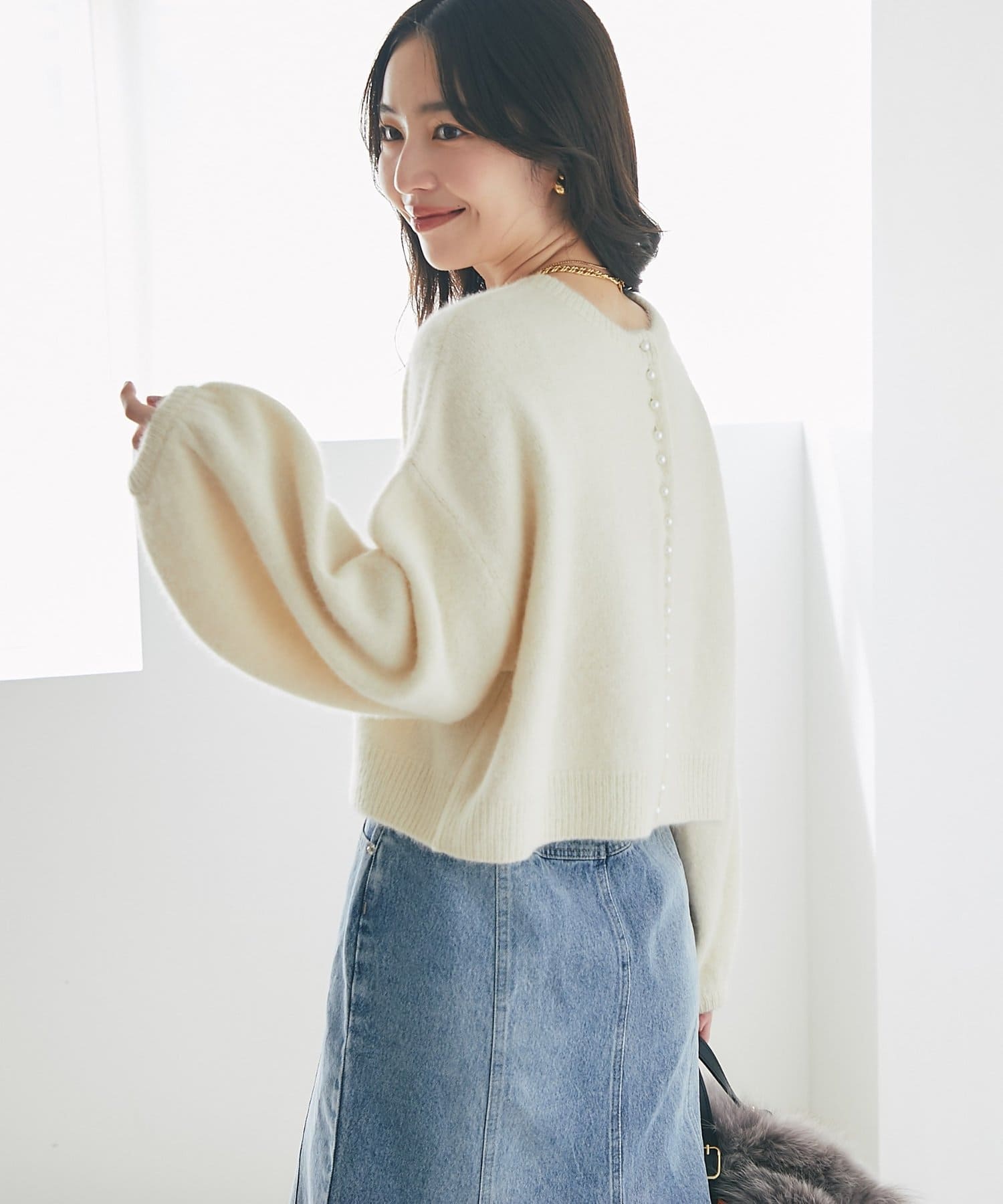 La boutique BonBon ヘアリーウール前後２WAYカーディガン セール】【着回し力抜群！】ヘアリーウール前後2WAY