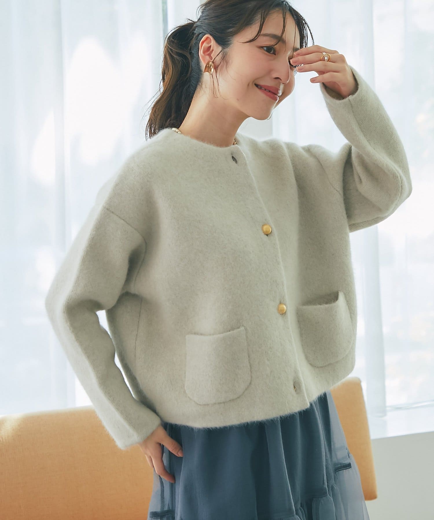 ラブティックボンボン　ハイクオリティヘアリーウールニットジャケット 着回し◎】ハイクオリティヘアリーウールニットジャケット | La