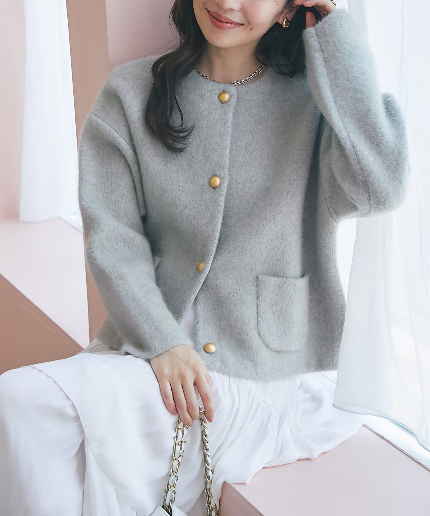 La boutique BonBon(ラブティックボンボン) ハイクオリティウール接結ジャケットカーディガン