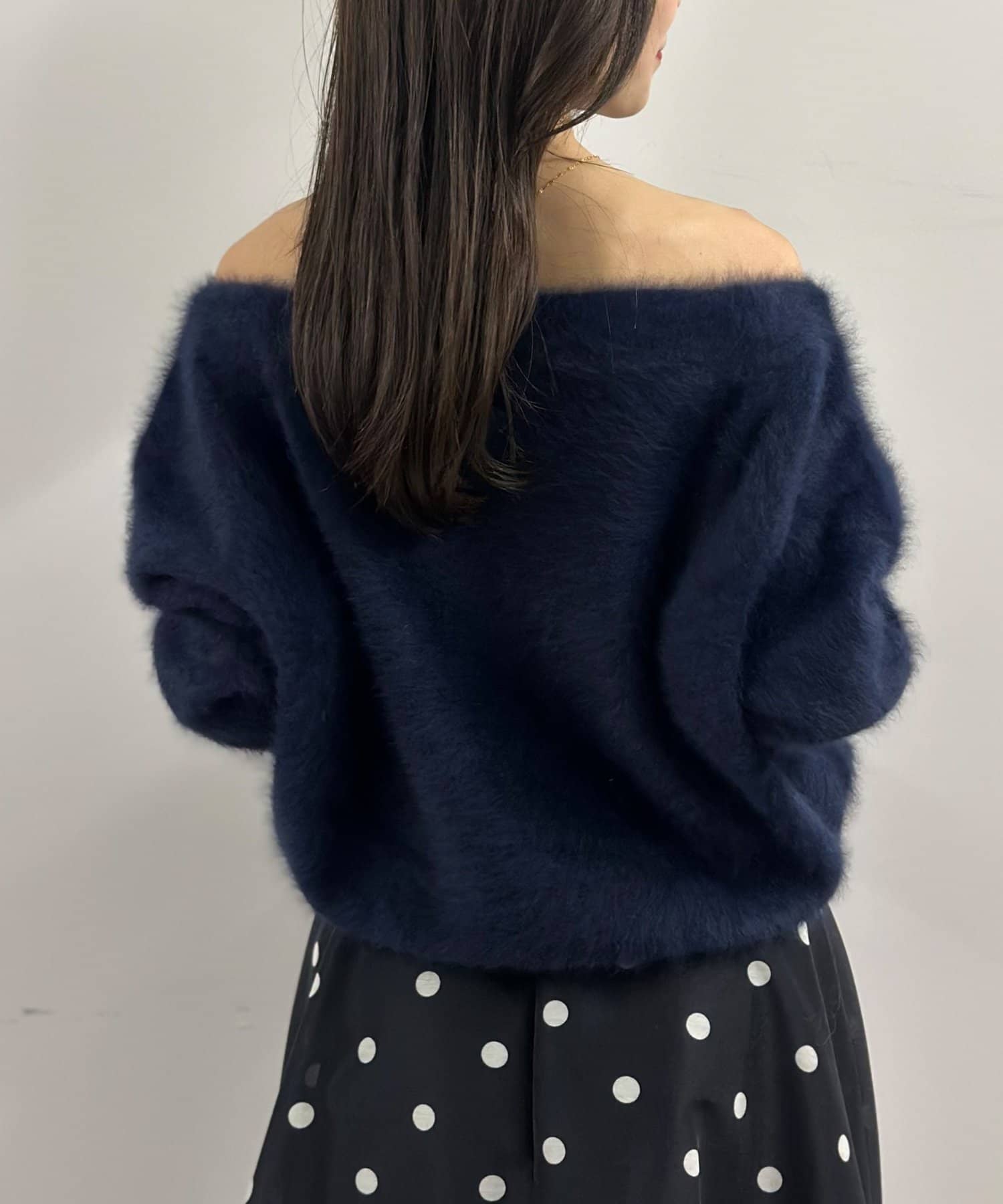 La boutique BonBon(ラブティックボンボン) 【miki監修・最強モテニット】ヘアリーウールカシミヤ混オフショルニット