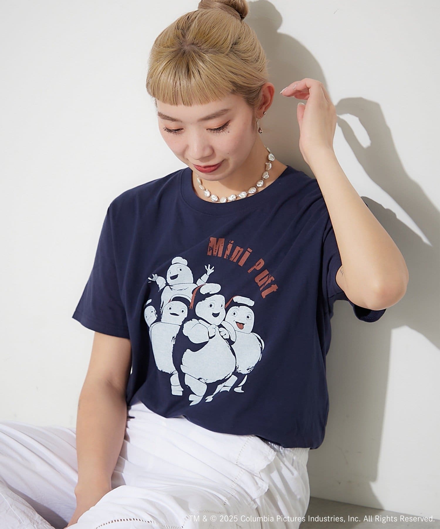 BIRTHDAY BAR(バースデイバー) 【GHOSTBUSTERS ゴーストバスターズ】コットンTシャツ　ネイビー