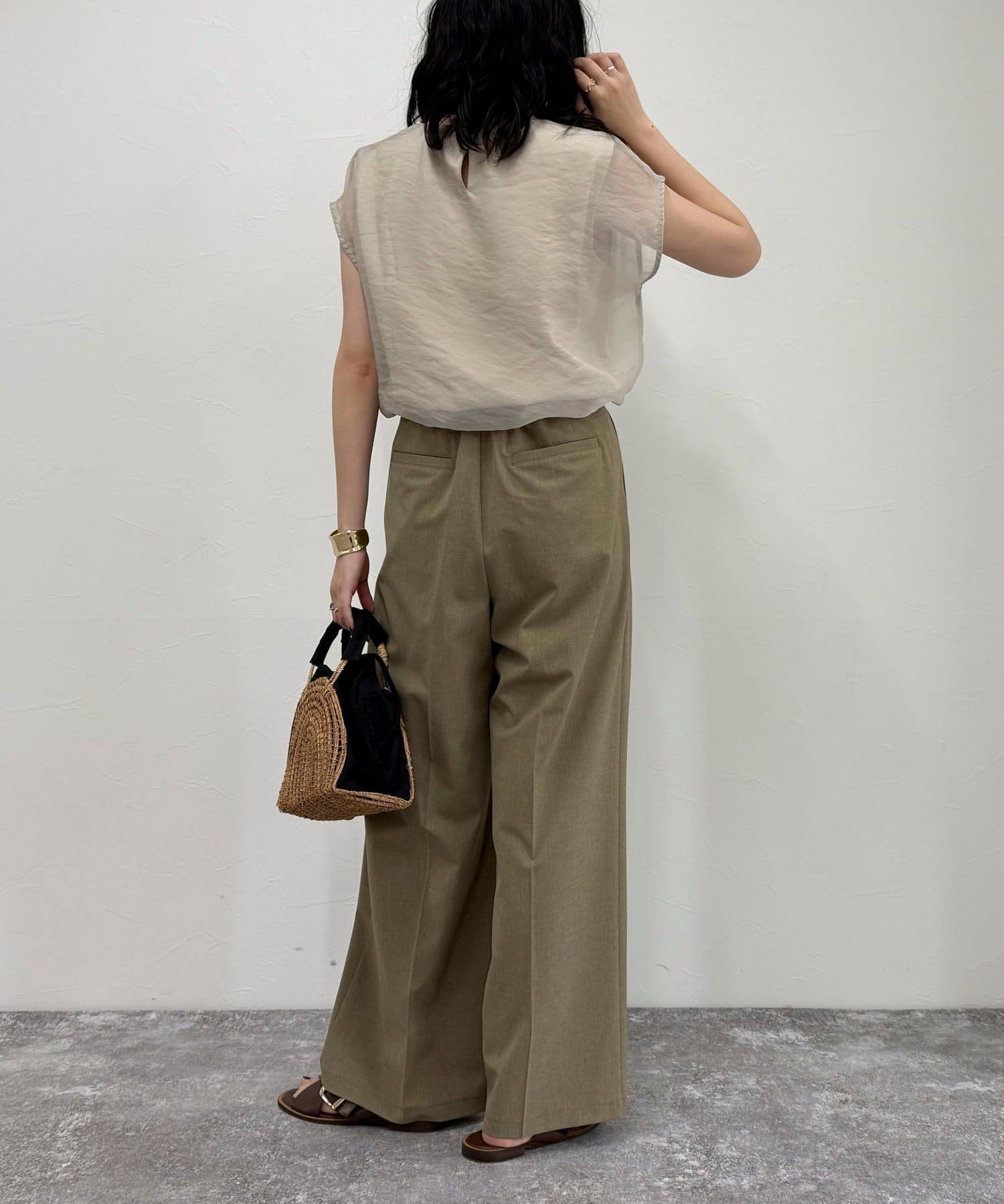 吸水速乾/接触冷感/ウォッシャブル/防シワ加工】接触冷感タック