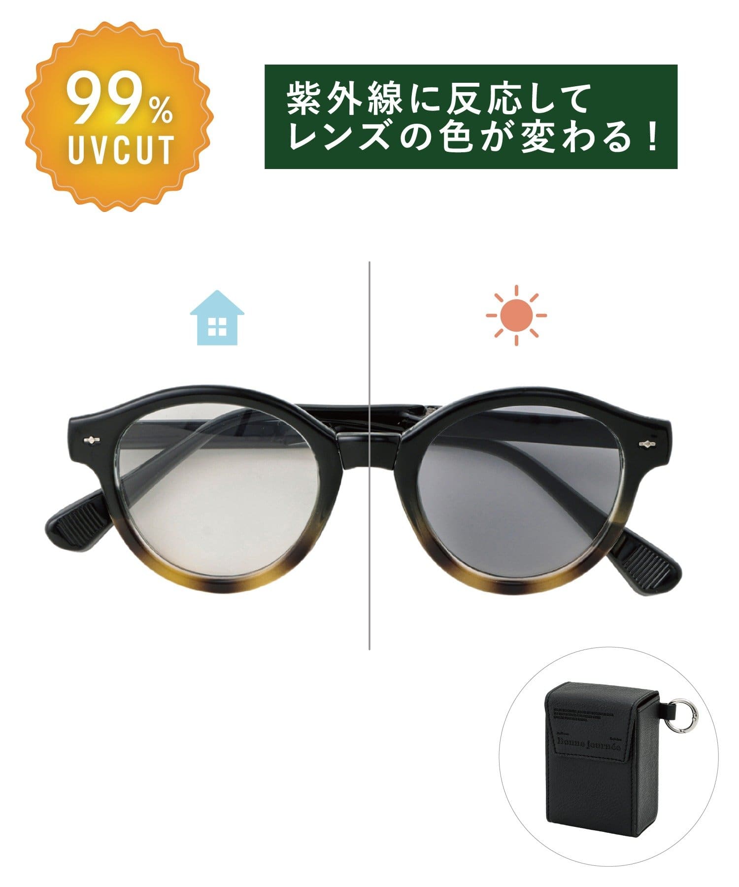 3COINS(スリーコインズ) ケース付調光折りたたみサングラス
