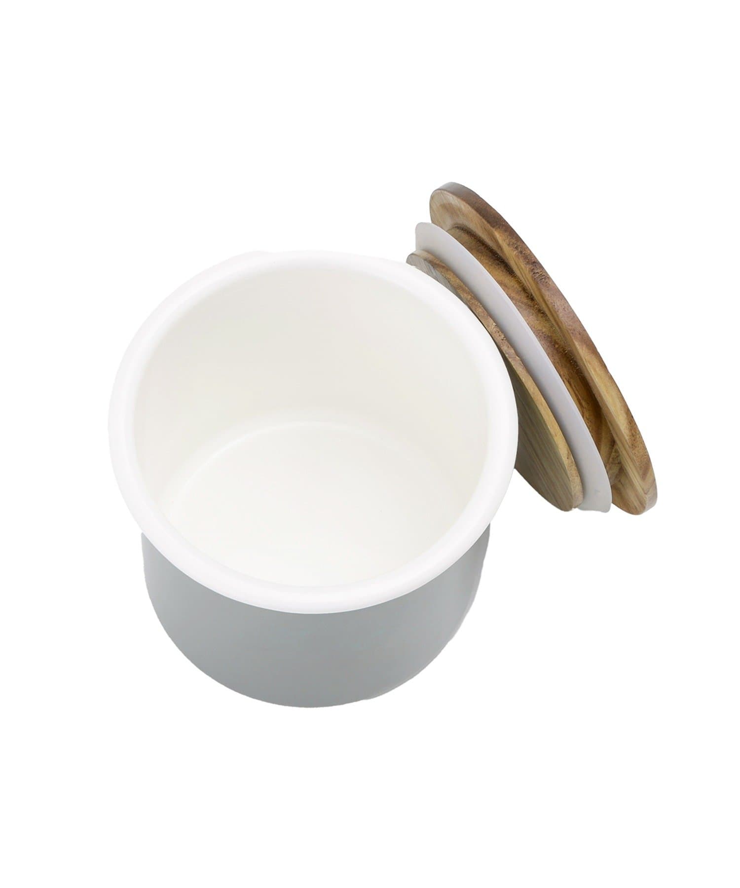 3COINS(スリーコインズ) アカシア蓋ホーローキャニスター：M（700ml）