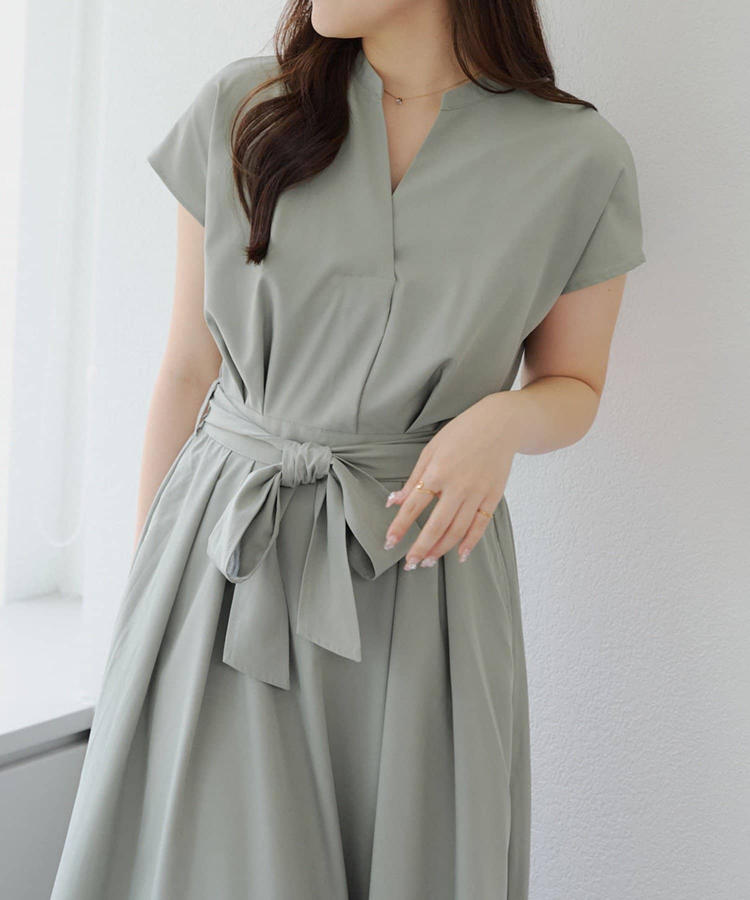 NICE CLAUP / OLIVE des OLIVE OUTLET(ナイスクラップ  / オリーブ デ オリーブ アウトレット) 【continuer】スキッパーフレンチタックワンピース