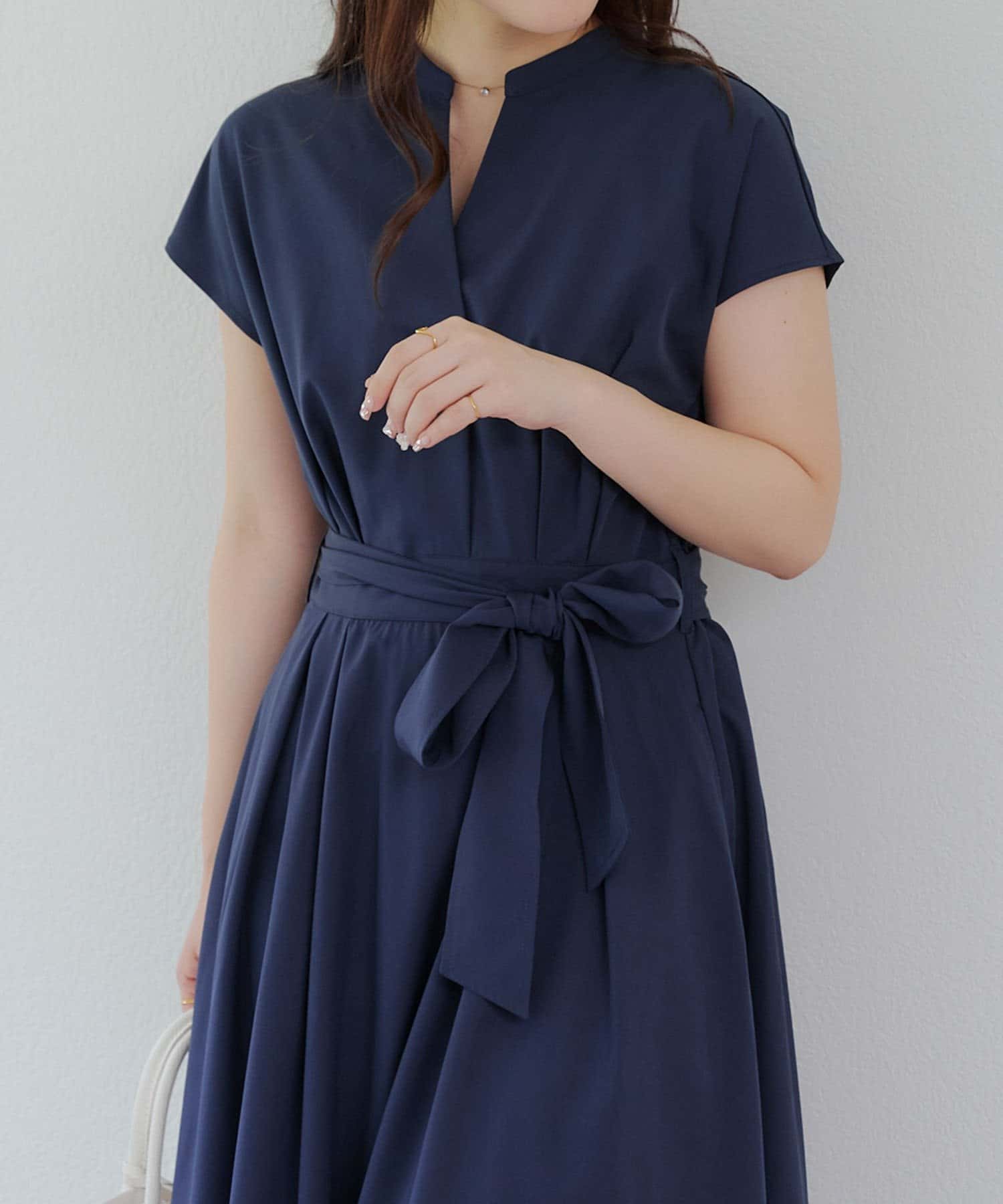 NICE CLAUP / OLIVE des OLIVE OUTLET(ナイスクラップ  / オリーブ デ オリーブ アウトレット) 【continuer】スキッパーフレンチタックワンピース