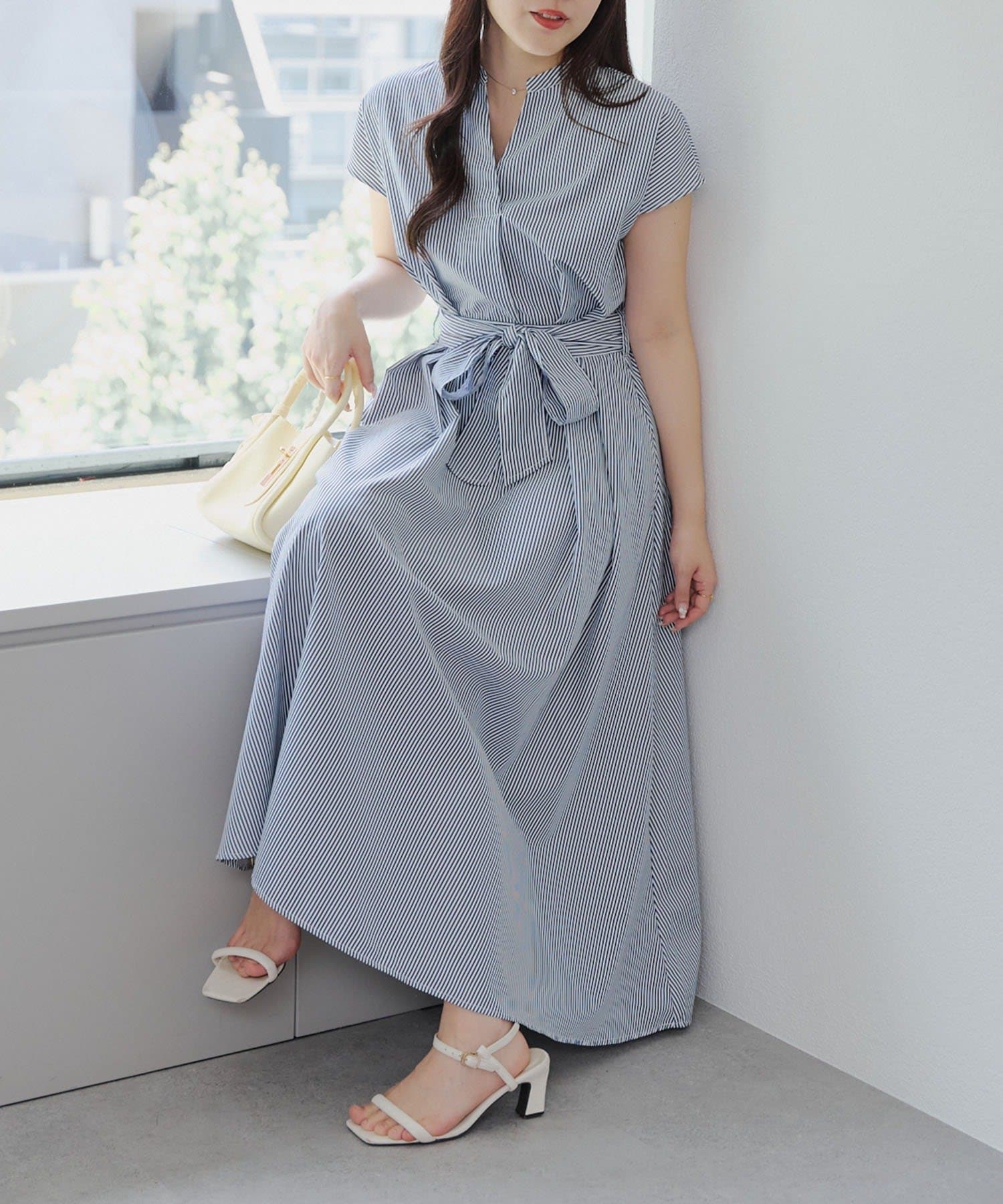 NICE CLAUP / OLIVE des OLIVE OUTLET(ナイスクラップ  / オリーブ デ オリーブ アウトレット) 【continuer】スキッパーフレンチタックワンピース