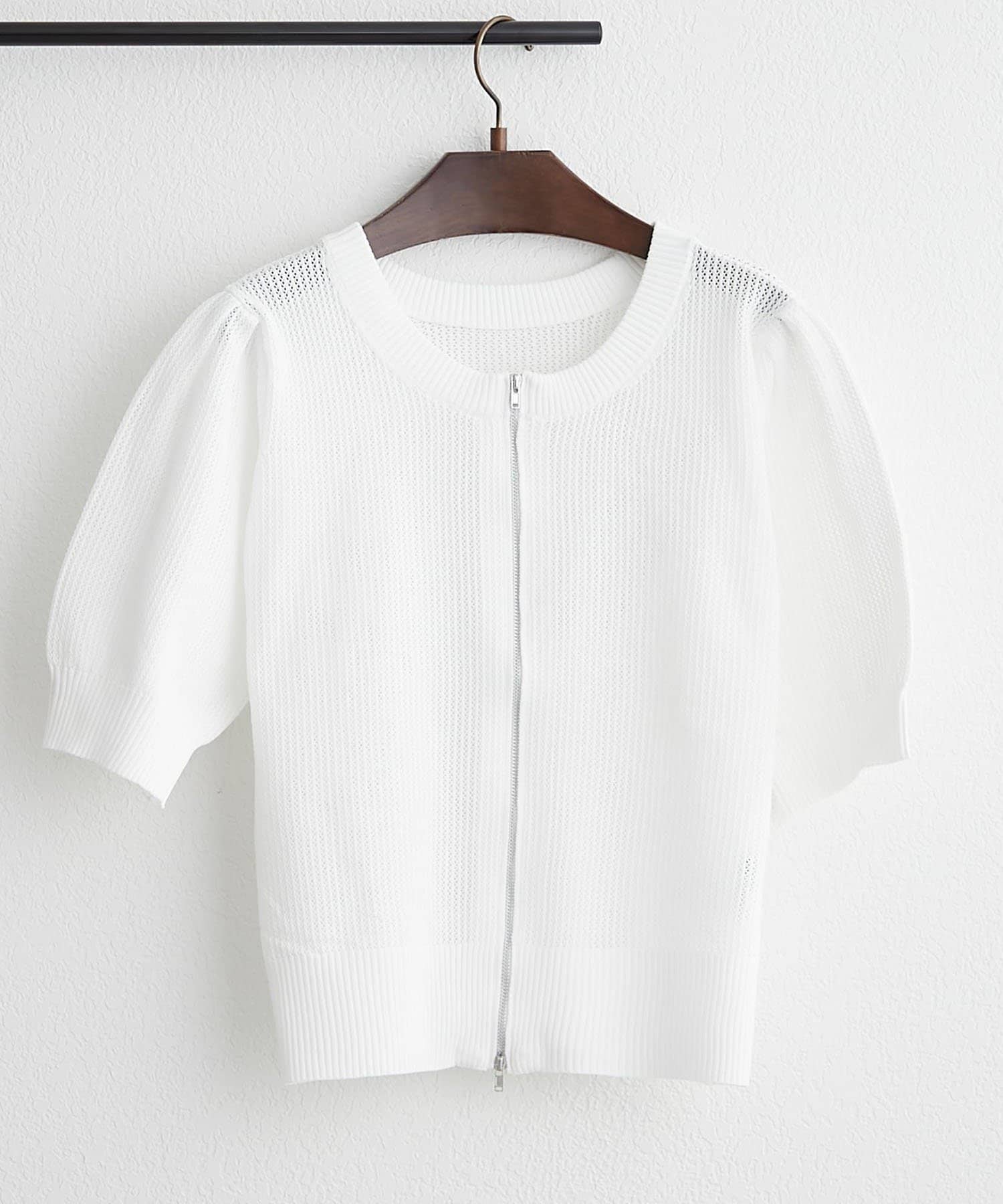 NICE CLAUP / OLIVE des OLIVE OUTLET(ナイスクラップ  / オリーブ デ オリーブ アウトレット) 【RMAF】透かし編みWZIPカーディガン