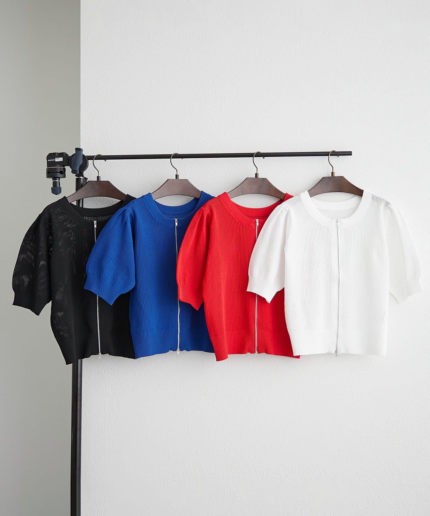 NICE CLAUP / OLIVE des OLIVE OUTLET(ナイスクラップ  / オリーブ デ オリーブ アウトレット) 【RMAF】透かし編みWZIPカーディガン