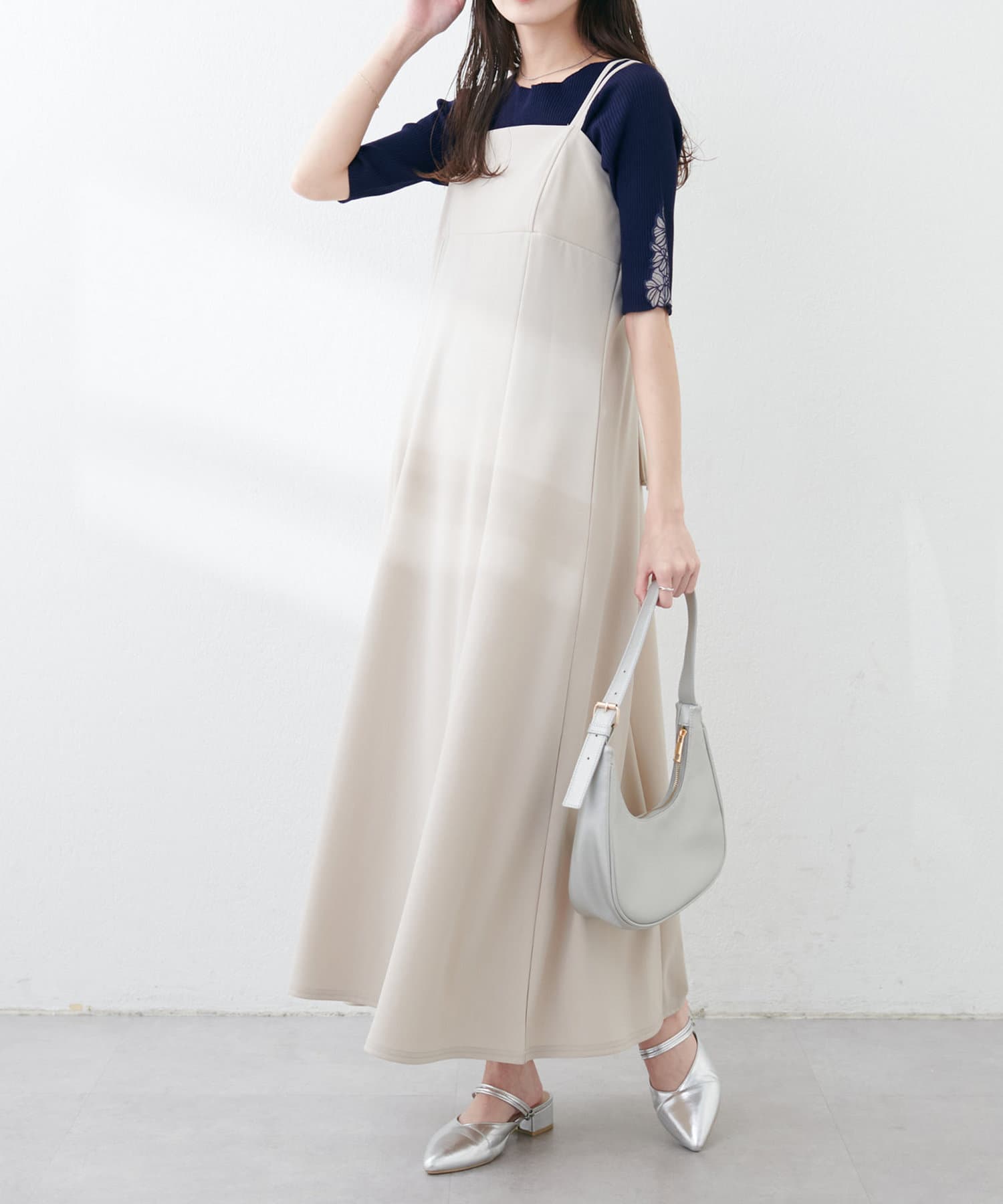 NICE CLAUP / OLIVE des OLIVE OUTLET(ナイスクラップ  / オリーブ デ オリーブ アウトレット) 【natural couture】袖口フラワー刺繍リブKT