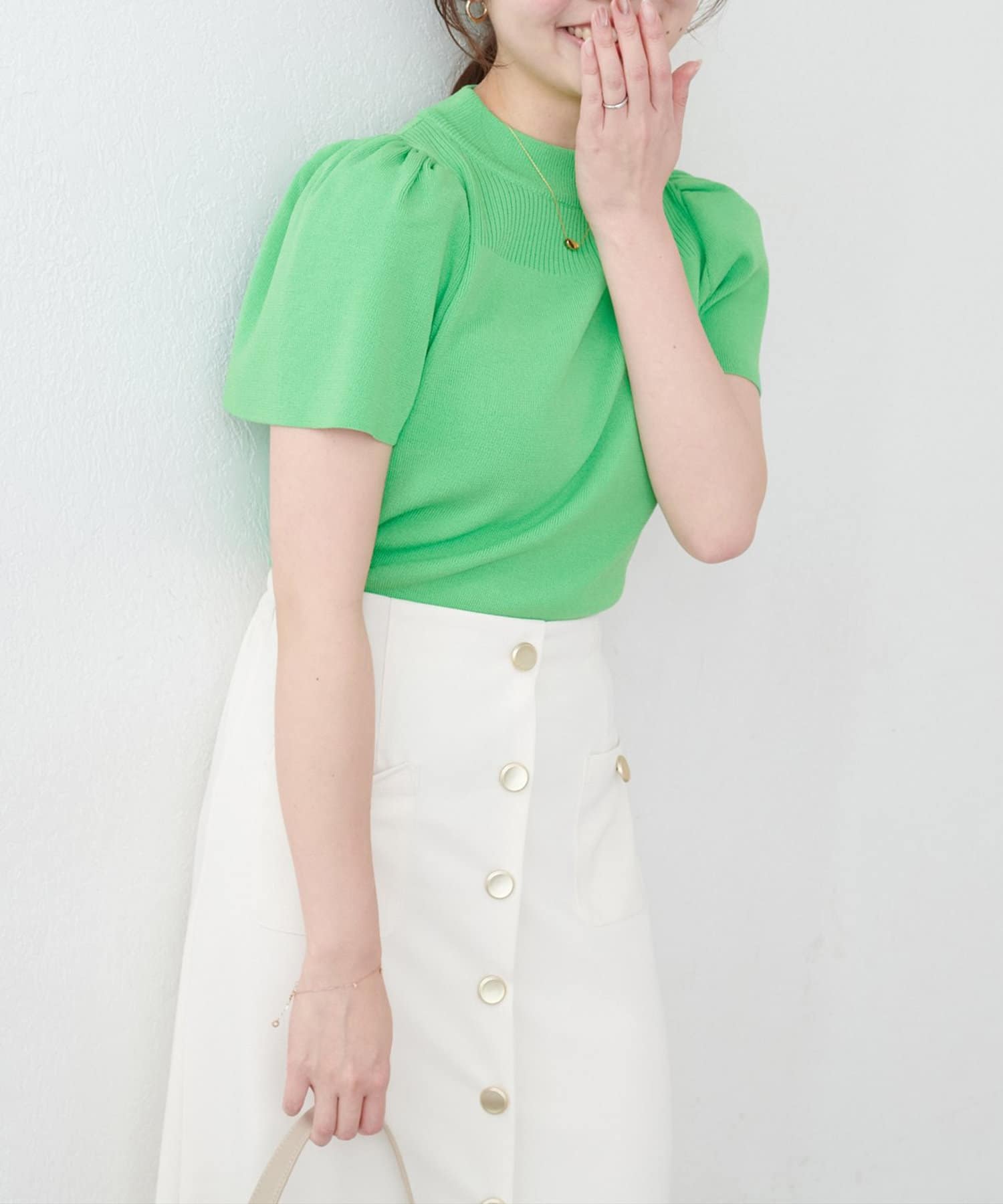 NICE CLAUP / OLIVE des OLIVE OUTLET(ナイスクラップ  / オリーブ デ オリーブ アウトレット) 【natural couture】フリル袖プチハイKTPO