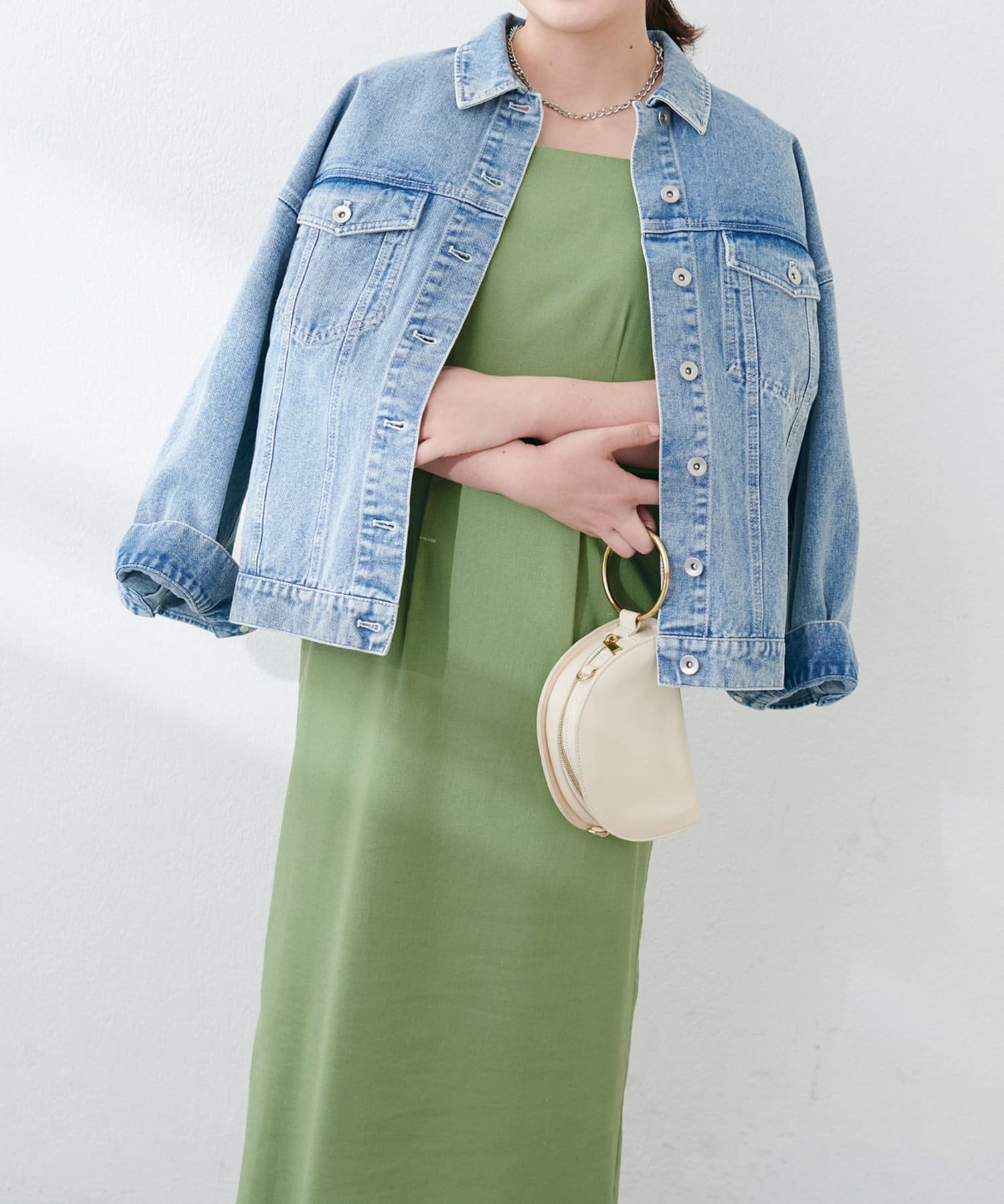 NICE CLAUP / OLIVE des OLIVE OUTLET(ナイスクラップ  / オリーブ デ オリーブ アウトレット) 【natural couture】綿麻パフ袖ワンピース