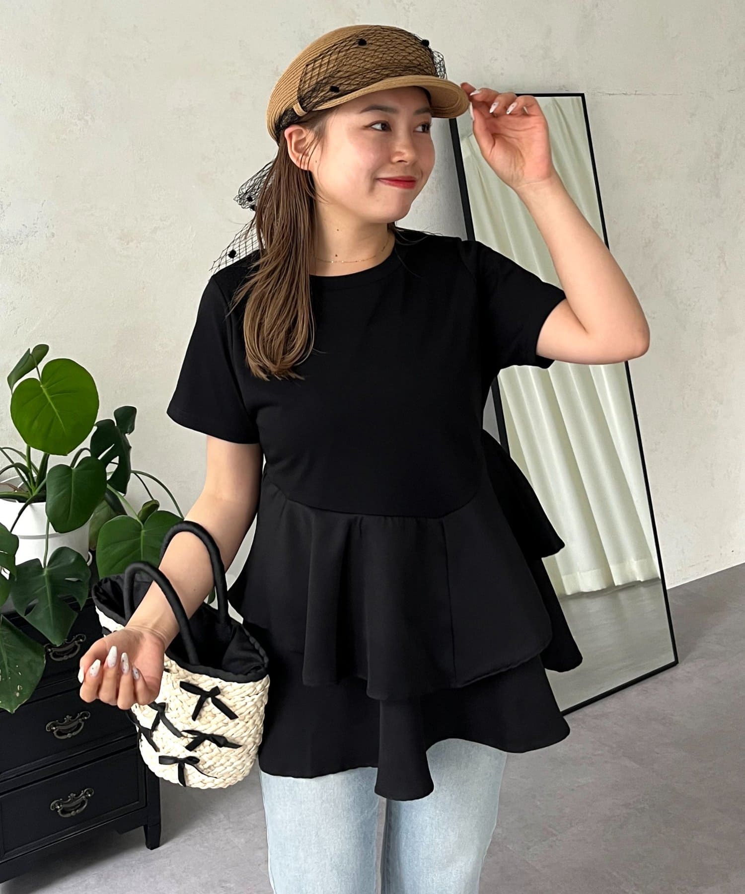 prose verse(プロズヴェール) 【MOMO】アシメフリルドッキングペプラムTシャツ