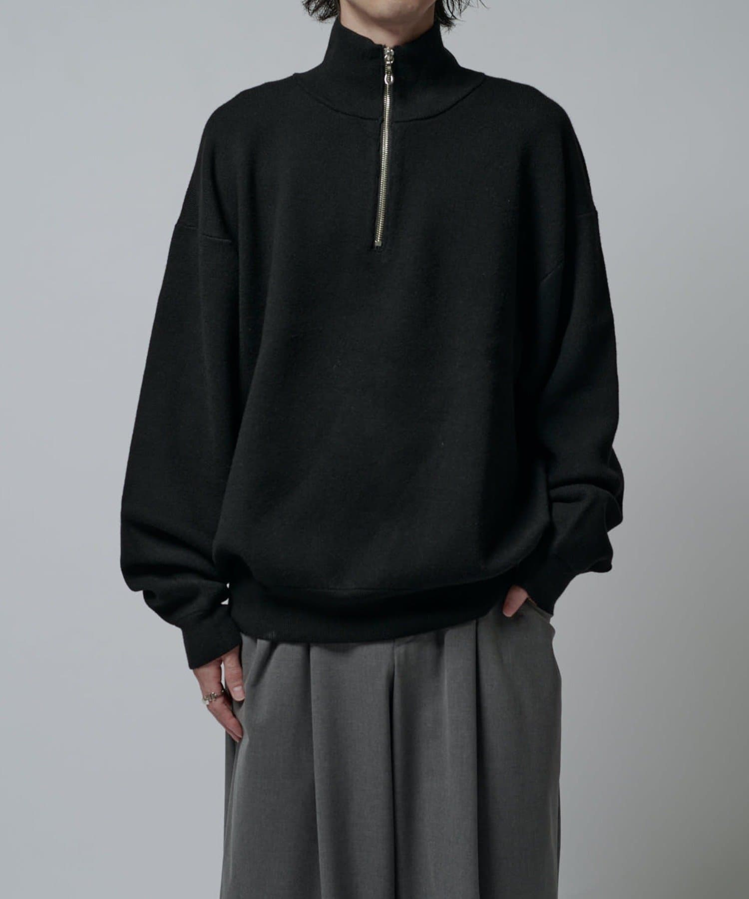 Lui's(ルイス) ウォッシャブルハーフZIPニット