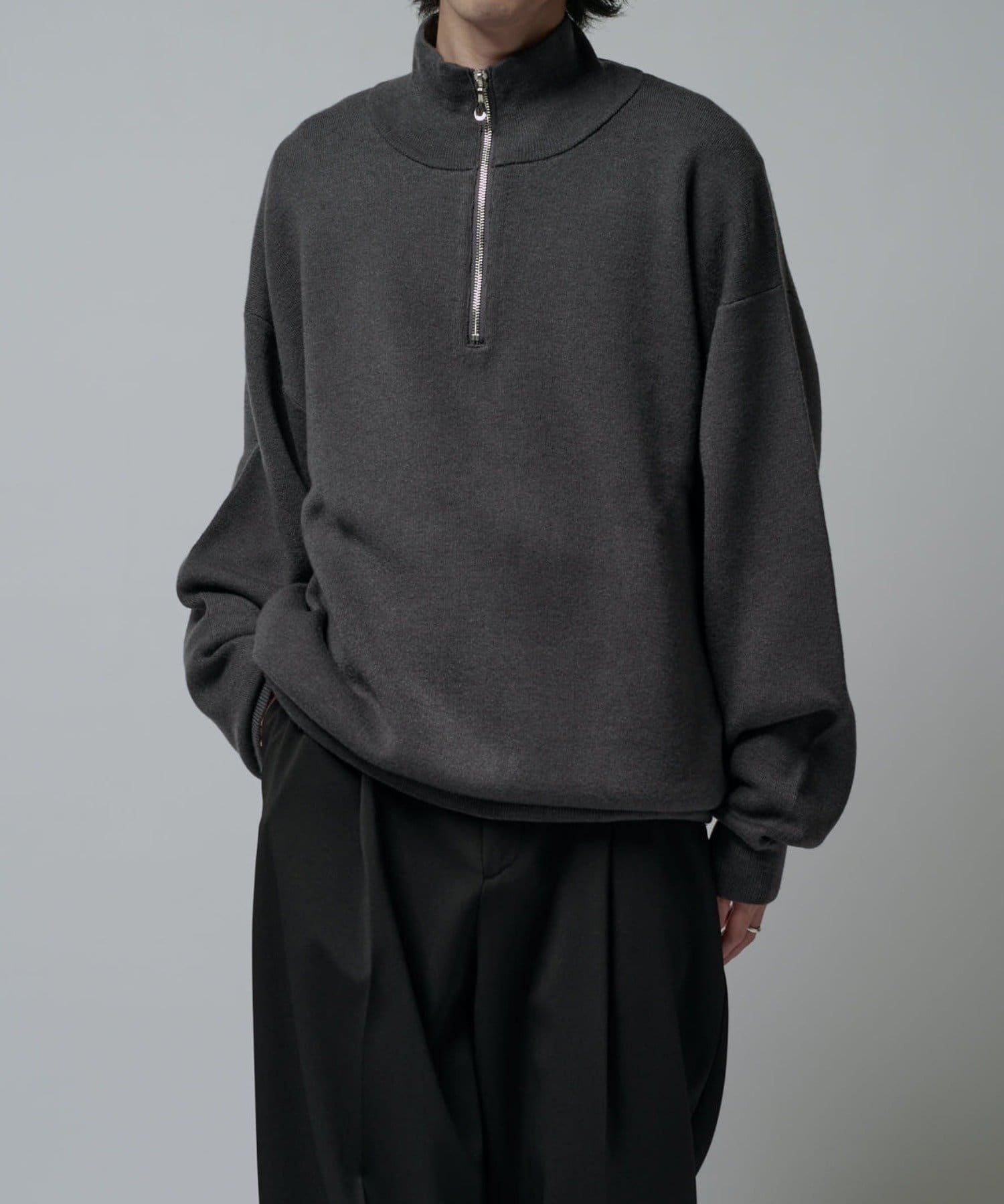 Lui's(ルイス) ウォッシャブルハーフZIPニット