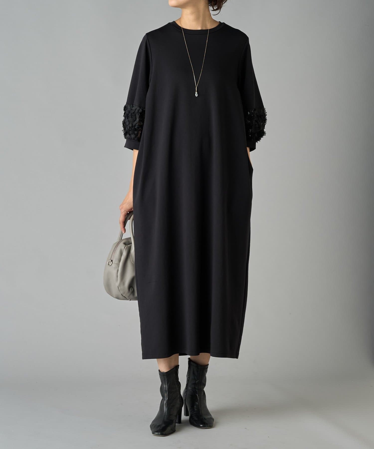BEARDSLEYリネン前後ワンピース 手洗い可 ビアズリー BEARDSLEY リネン前後ワンピース （black