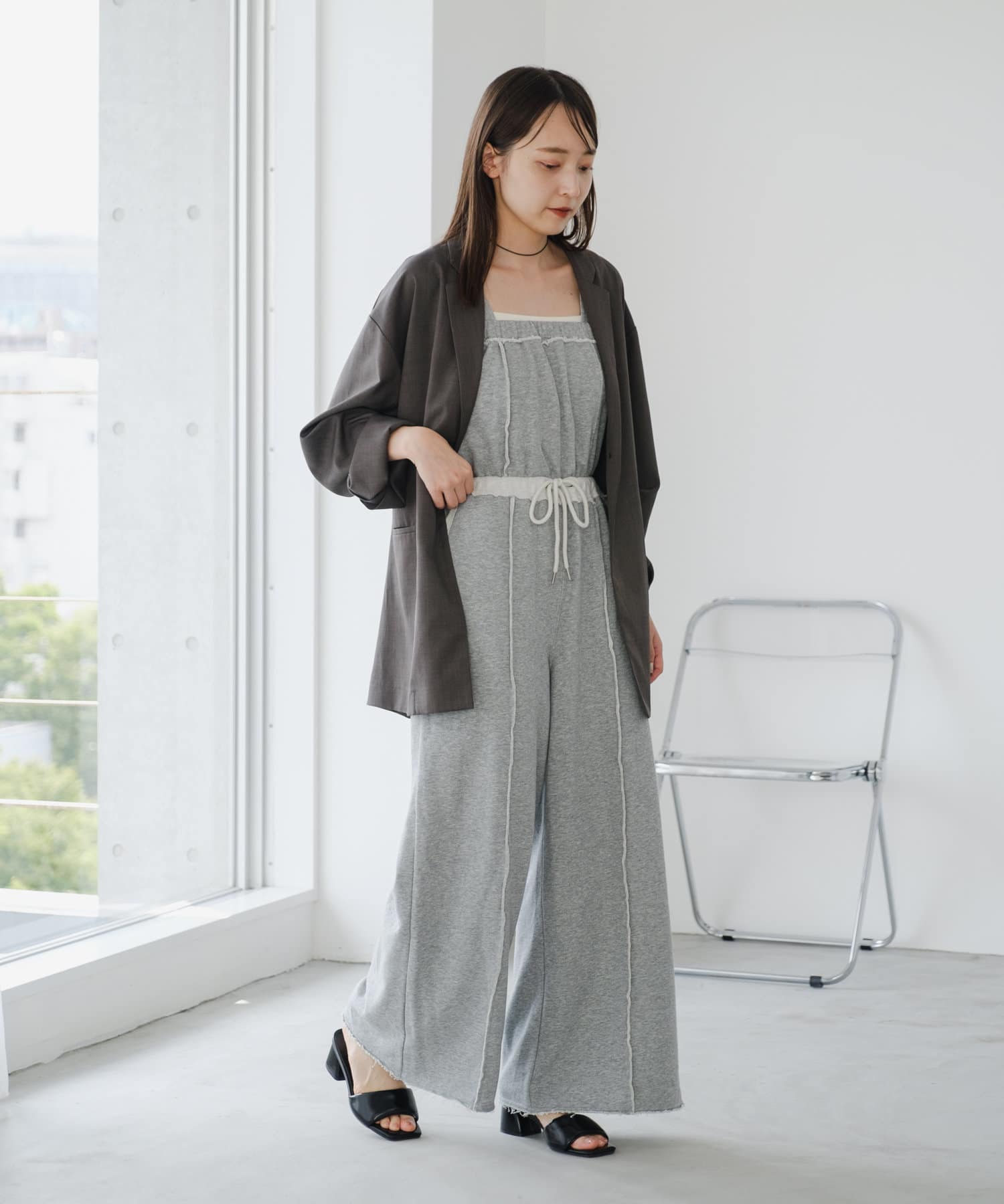 OUTLET(アウトレット) 【Kastane】スウェットベアサロペット