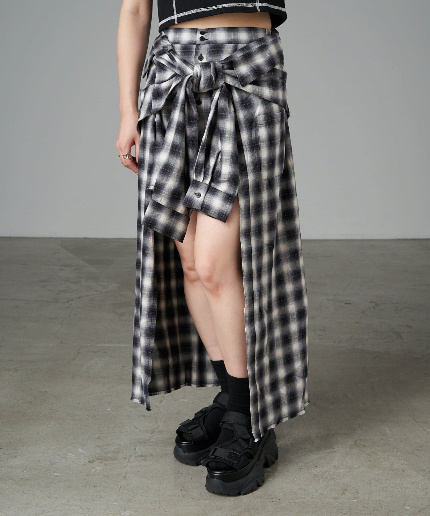 OUTLET(アウトレット) 【RAY CASSIN】ネルチェックリメイク風スカート