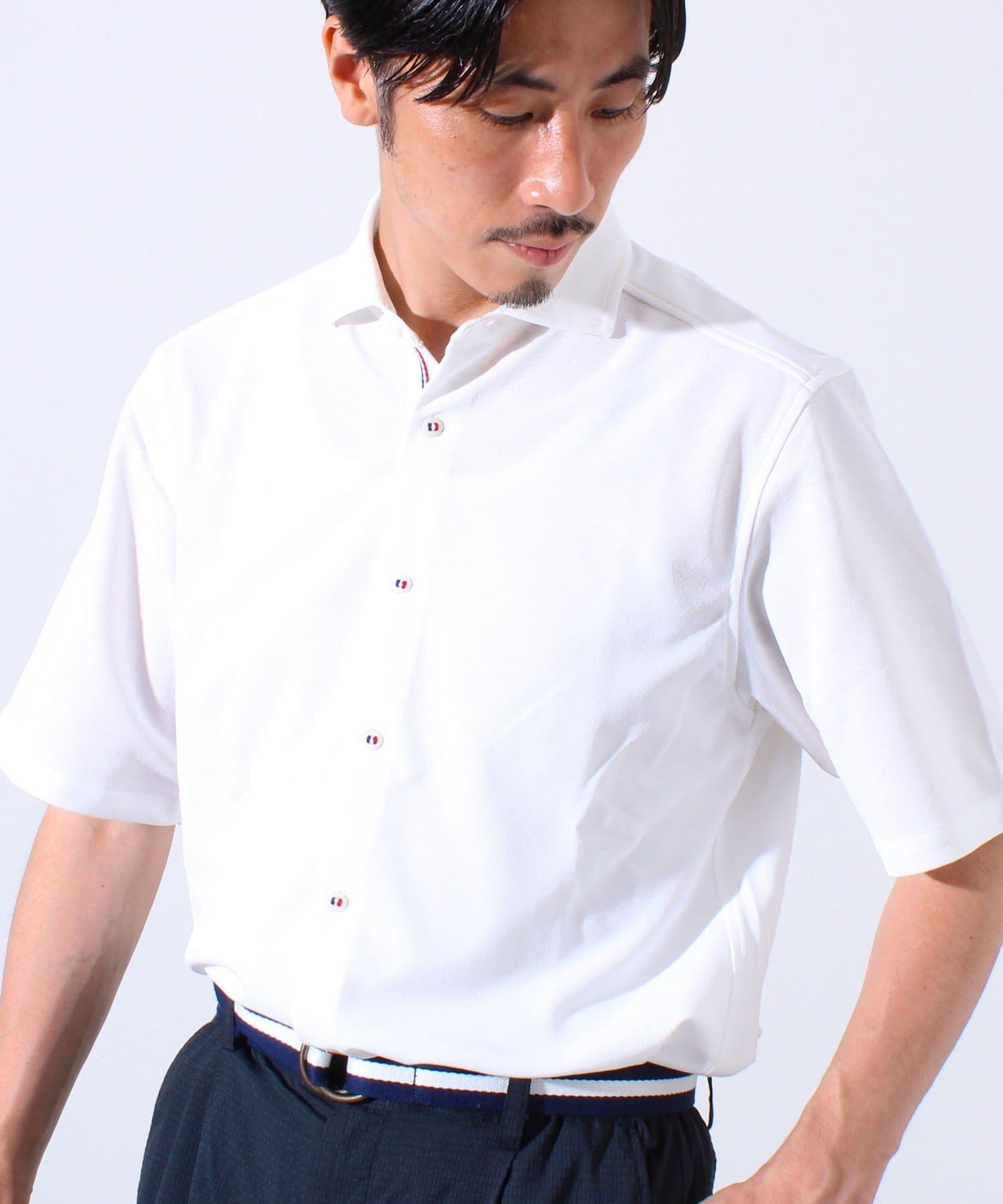 快適機能素材「PERFECTEX/パーフェクテックス」を使用したショートスリーブパラシュートシャツ・夏に欲しい機能を兼ね備えたポリエステルハイツイスト半袖シャツ・シワになりずらく、シャリ感とさらっとし