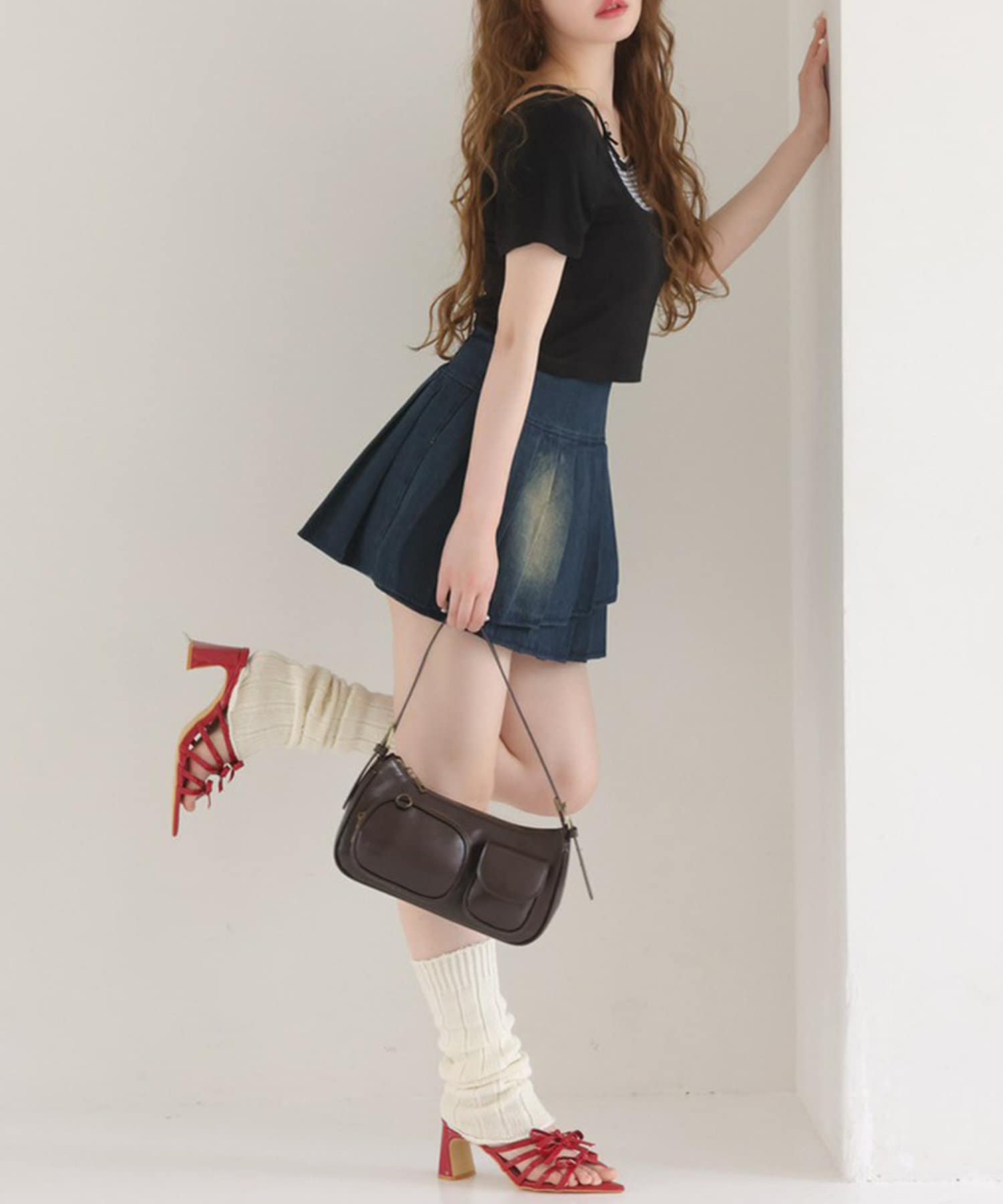 NICE CLAUP / OLIVE des OLIVE OUTLET(ナイスクラップ  / オリーブ デ オリーブ アウトレット) 【one after another】レイヤード風リボン付きトップス