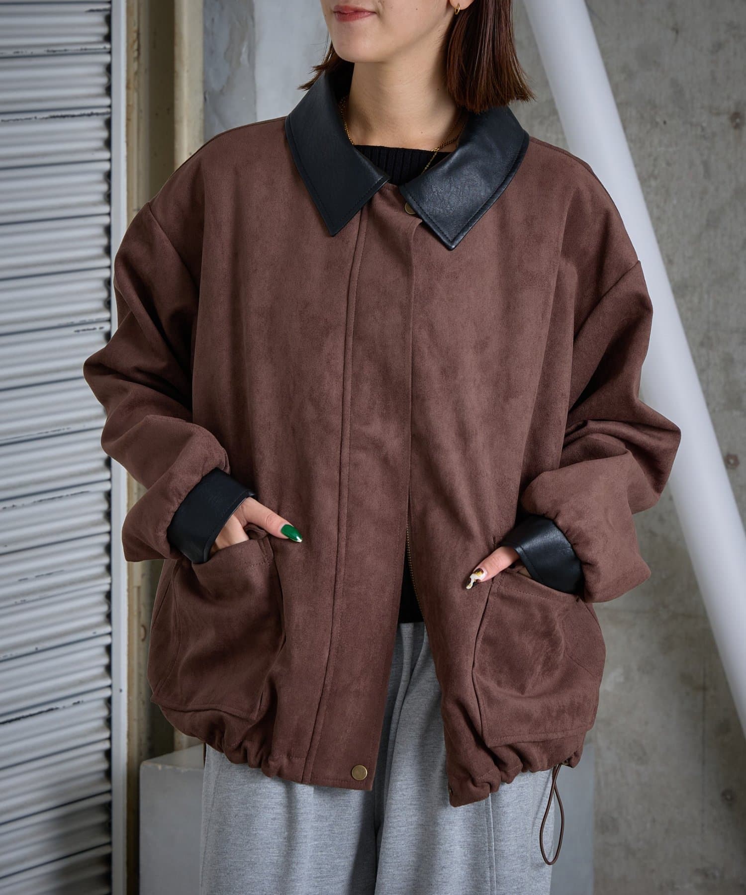 -goocy-(グーシー) Fスウェード×Fレザーカバーオール