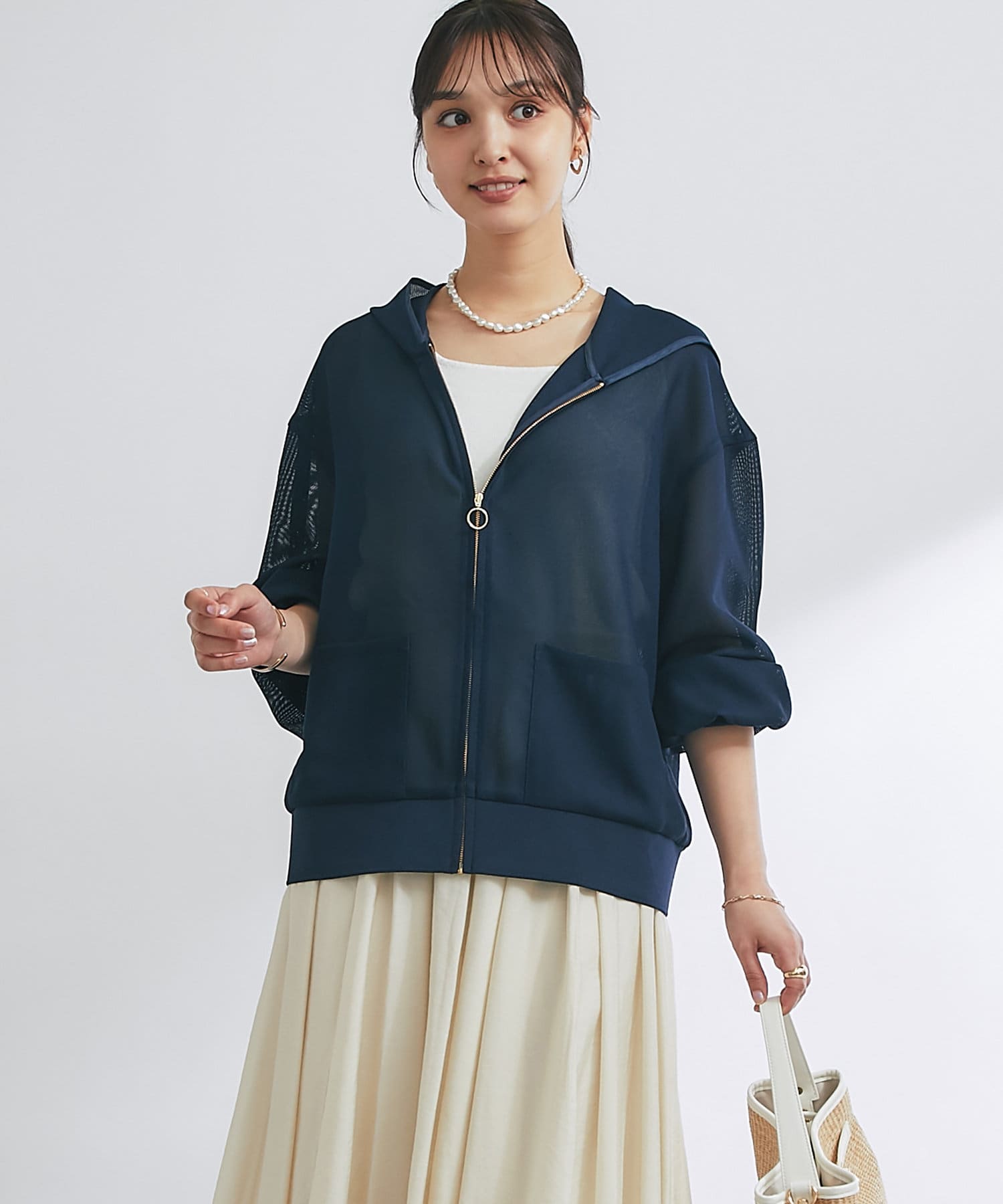 完売品【新品未使用】un dix cors 変わり織メッシュフードブルゾン un dix cors】変わり織メッシュフードブルゾン | OUTLET