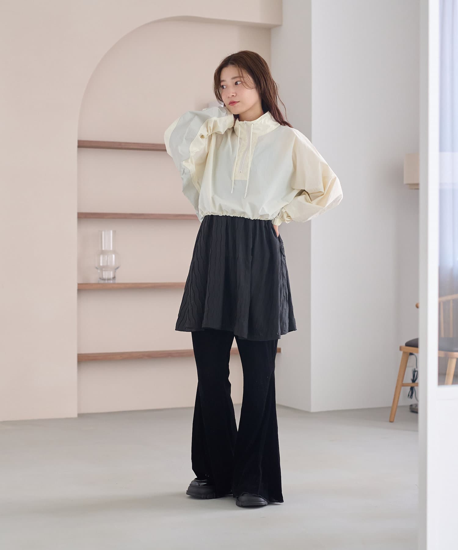 OUTLET(アウトレット) 【Kastane】ウェーブフレアミニスカート