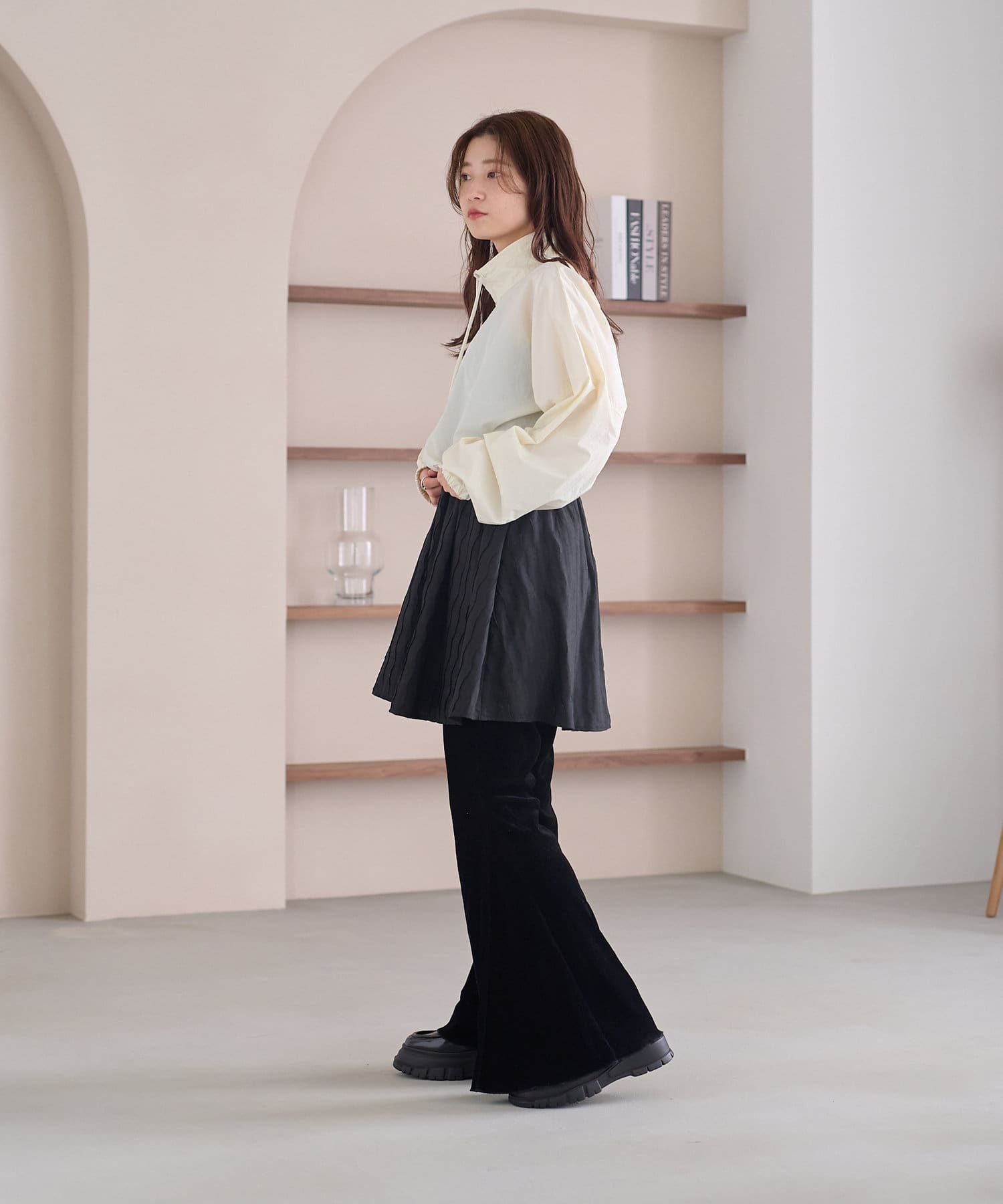 OUTLET(アウトレット) 【Kastane】ウェーブフレアミニスカート