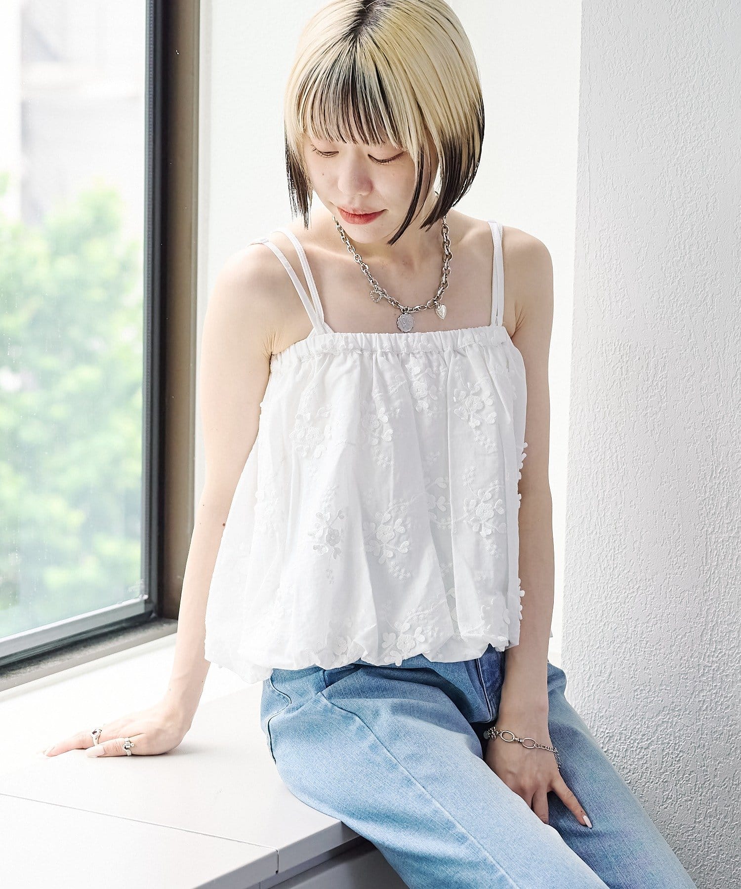 w closet(ダブルクローゼット) 【2WAY】レースバルーンキャミ