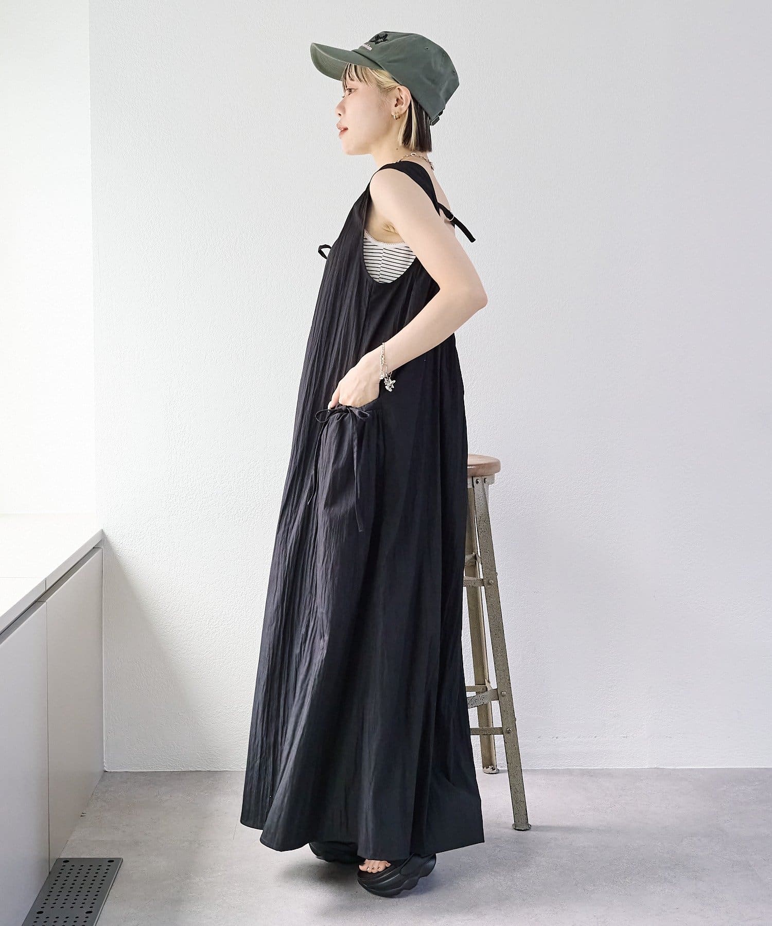 w closet(ダブルクローゼット) 【前後2WAY/3色展開】ノースリリボンワンピース