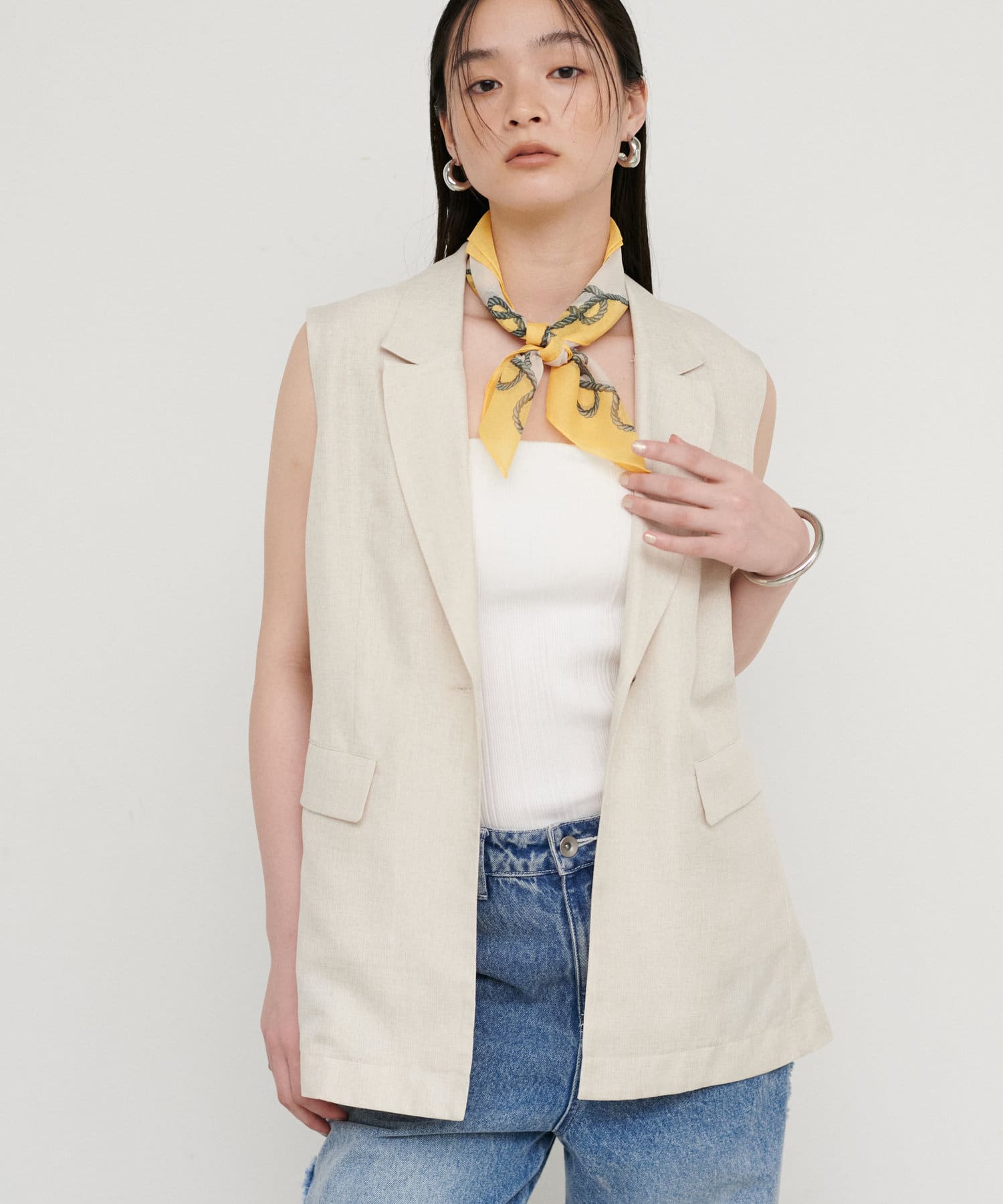 NICE CLAUP / OLIVE des OLIVE OUTLET(ナイスクラップ  / オリーブ デ オリーブ アウトレット) 【LARUTA】ヨット柄シフォンスカーフ