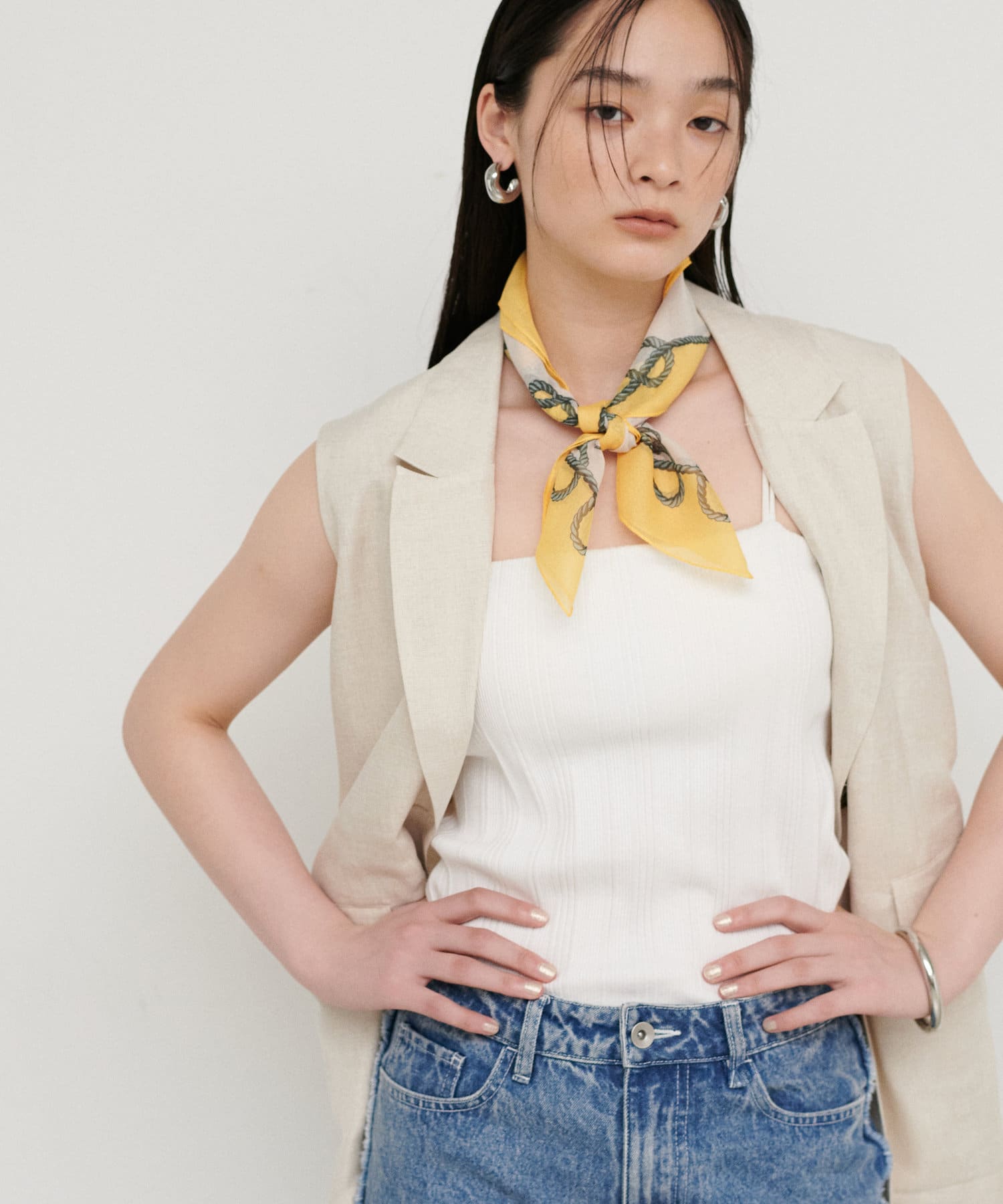 NICE CLAUP / OLIVE des OLIVE OUTLET(ナイスクラップ  / オリーブ デ オリーブ アウトレット) 【LARUTA】ヨット柄シフォンスカーフ