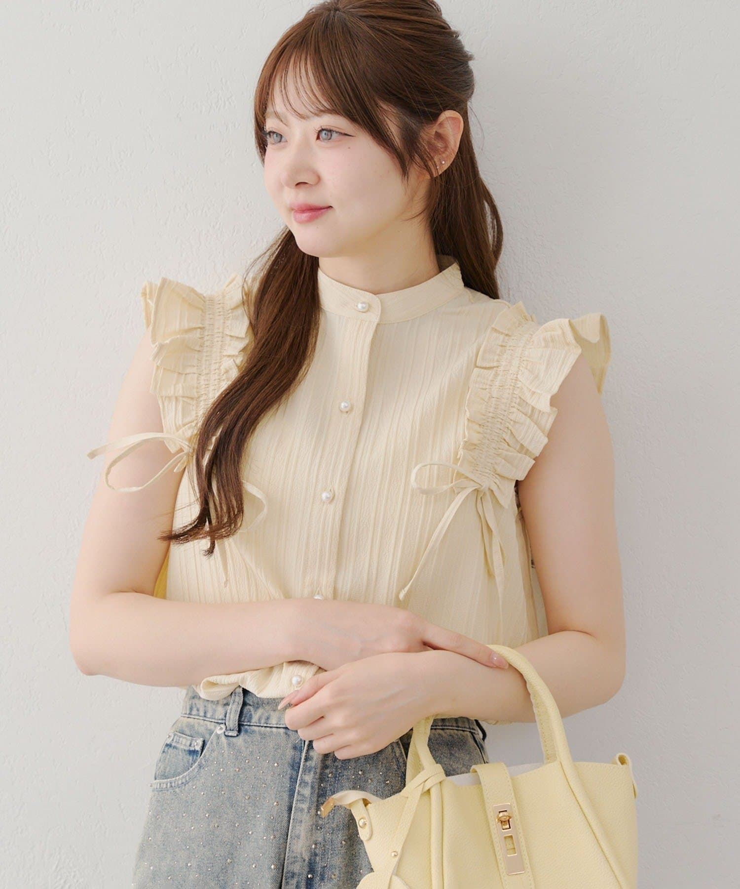 NICE CLAUP / OLIVE des OLIVE OUTLET(ナイスクラップ  / オリーブ デ オリーブ アウトレット) 【continuer】ドロストフリルブラウス