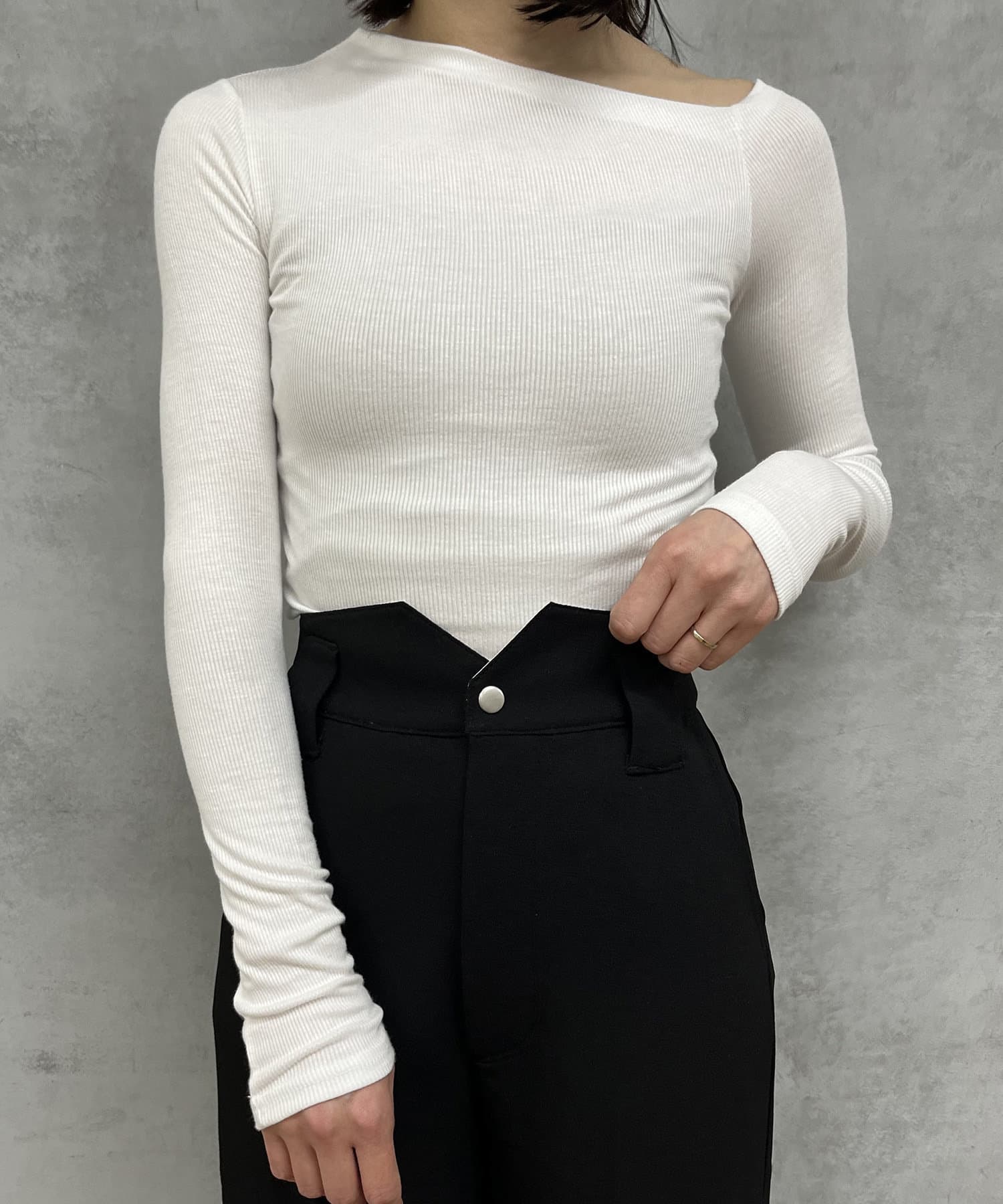 OUTLET(アウトレット) 【Pasterip】One shoulder rib Tee