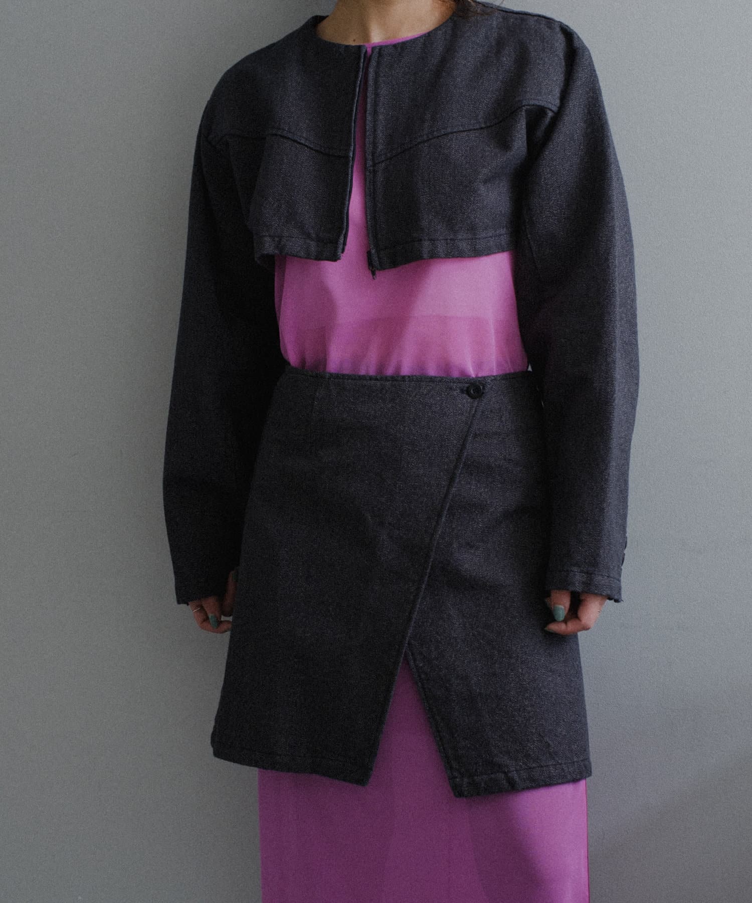 OUTLET(アウトレット) 【Pasterip】Nep denim wrap skirt