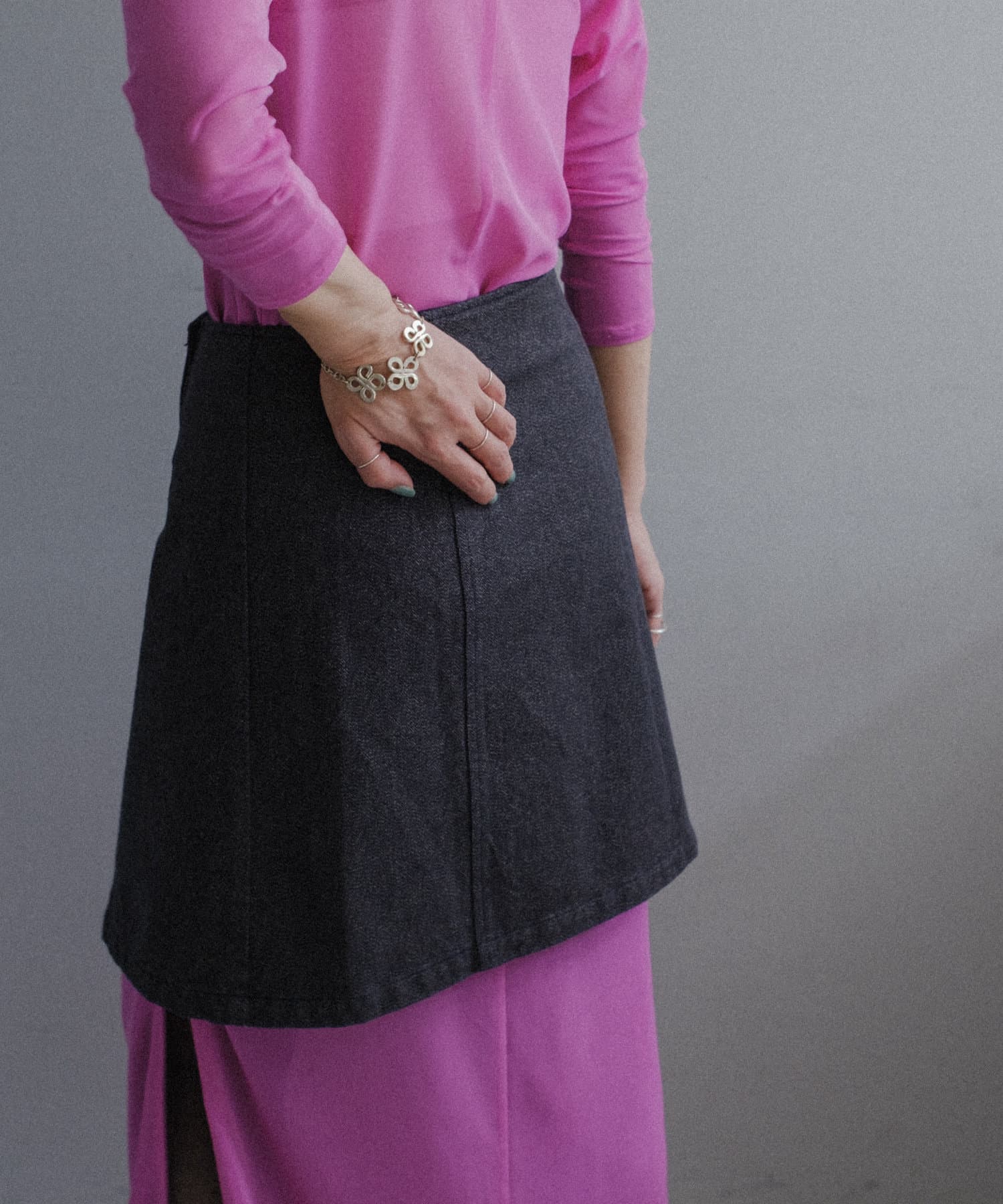 OUTLET(アウトレット) 【Pasterip】Nep denim wrap skirt