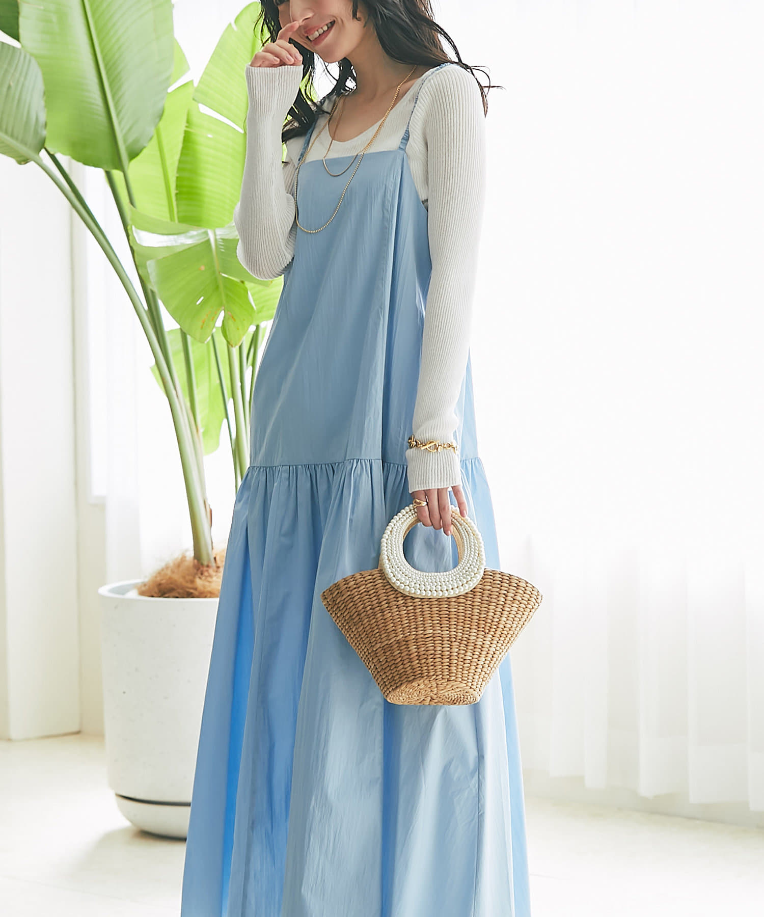 【早い者勝ち】 ラブティックボンボン ティアードキャミワンピース ベージュ La boutique BonBon】ティアードキャミワンピース | OUTLET